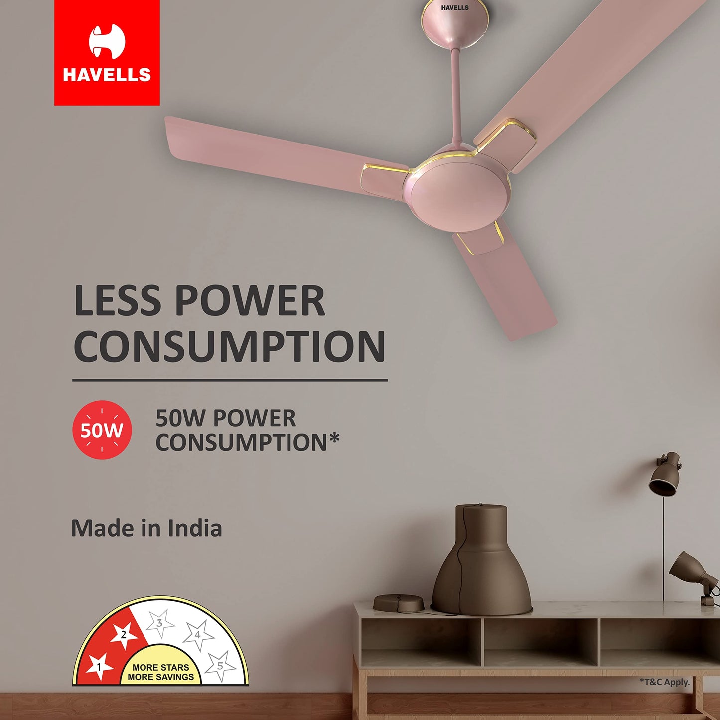Havells 1200 mm FAN ENTICER ES BEIGE COPPER, 2 Star