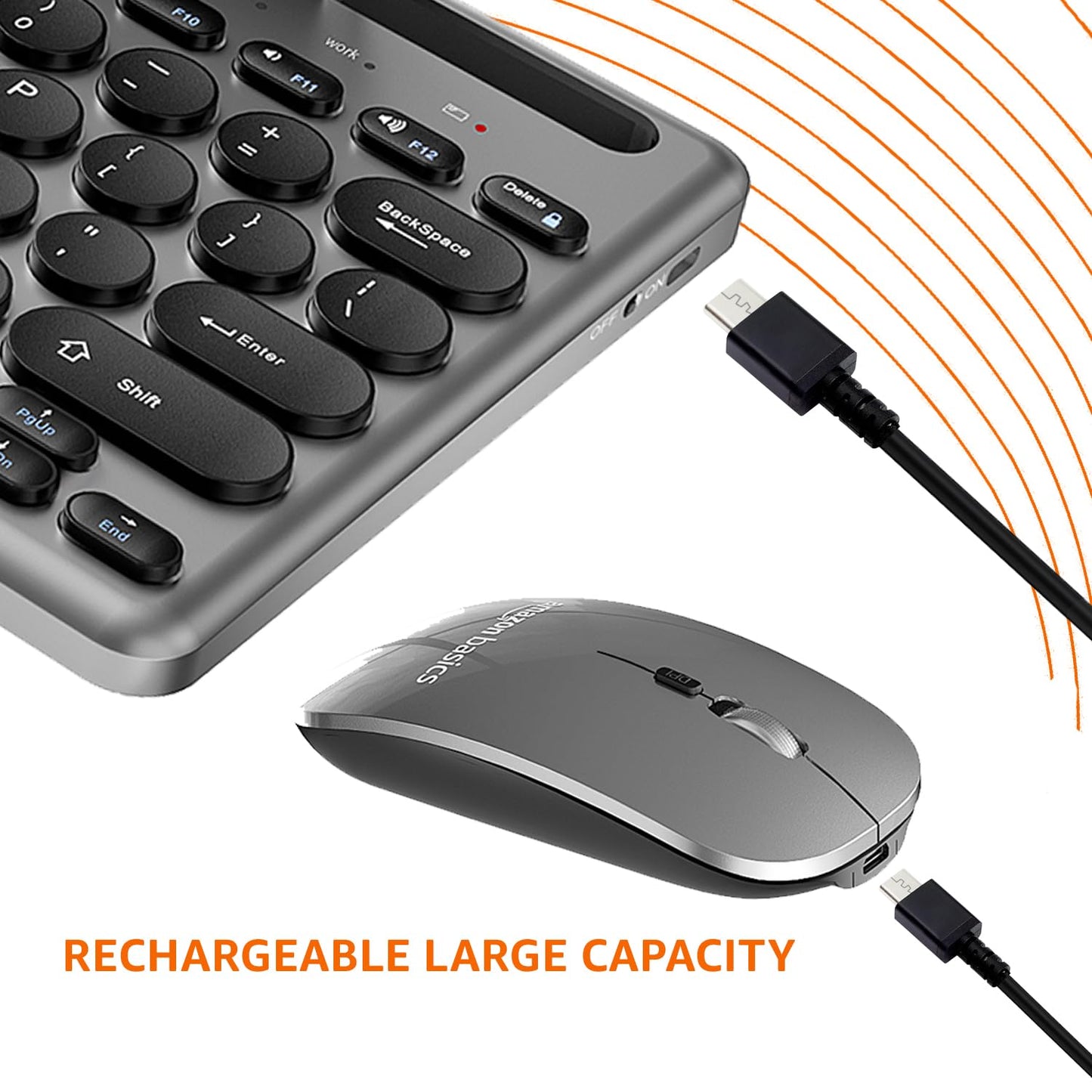 (Open Box) Amazon Basics USB Wireless Keyboard and Mouse Set with Nano Receiver
