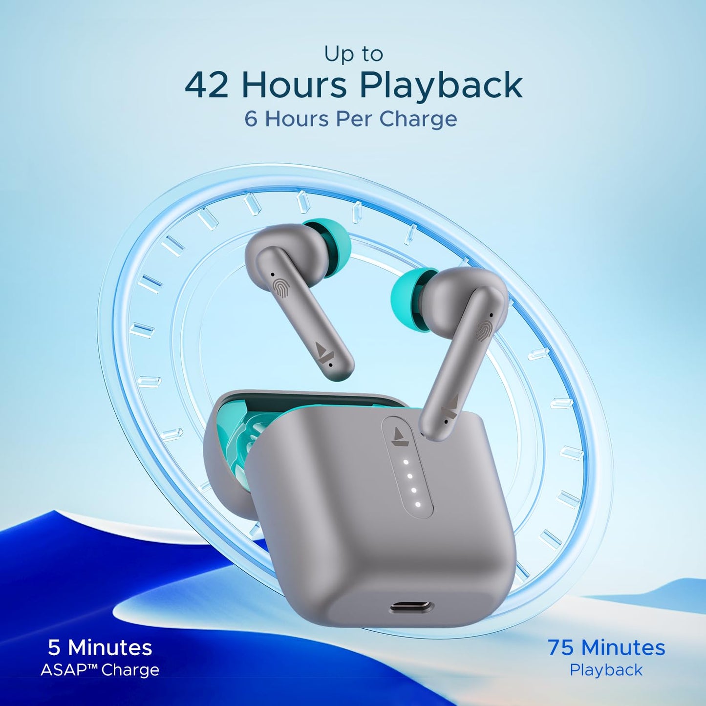 (Without Box) boAt Airdopes 141 Bluetooth Truly Wireless in-Ear Earbuds w/ 42H Playtime,Low Latency Mode for Gaming, ENx Tech, IWP, IPX4 Water Resistance, Smooth Touch Controls