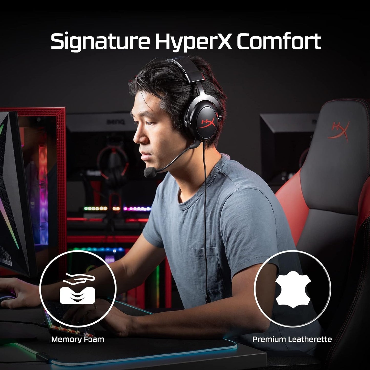(Open Box) HyperX Cloud Core On-Ear Wired Gaming Headset with Mic for PC, DTS Headpone:X (Black)