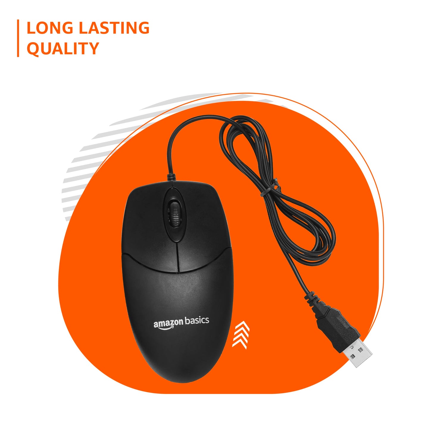 (Open Box) Amazon Basics Wired Mouse | 1000 DPI Optical Sensor | Plug and Play | Compatible with PC, Laptop (Black)