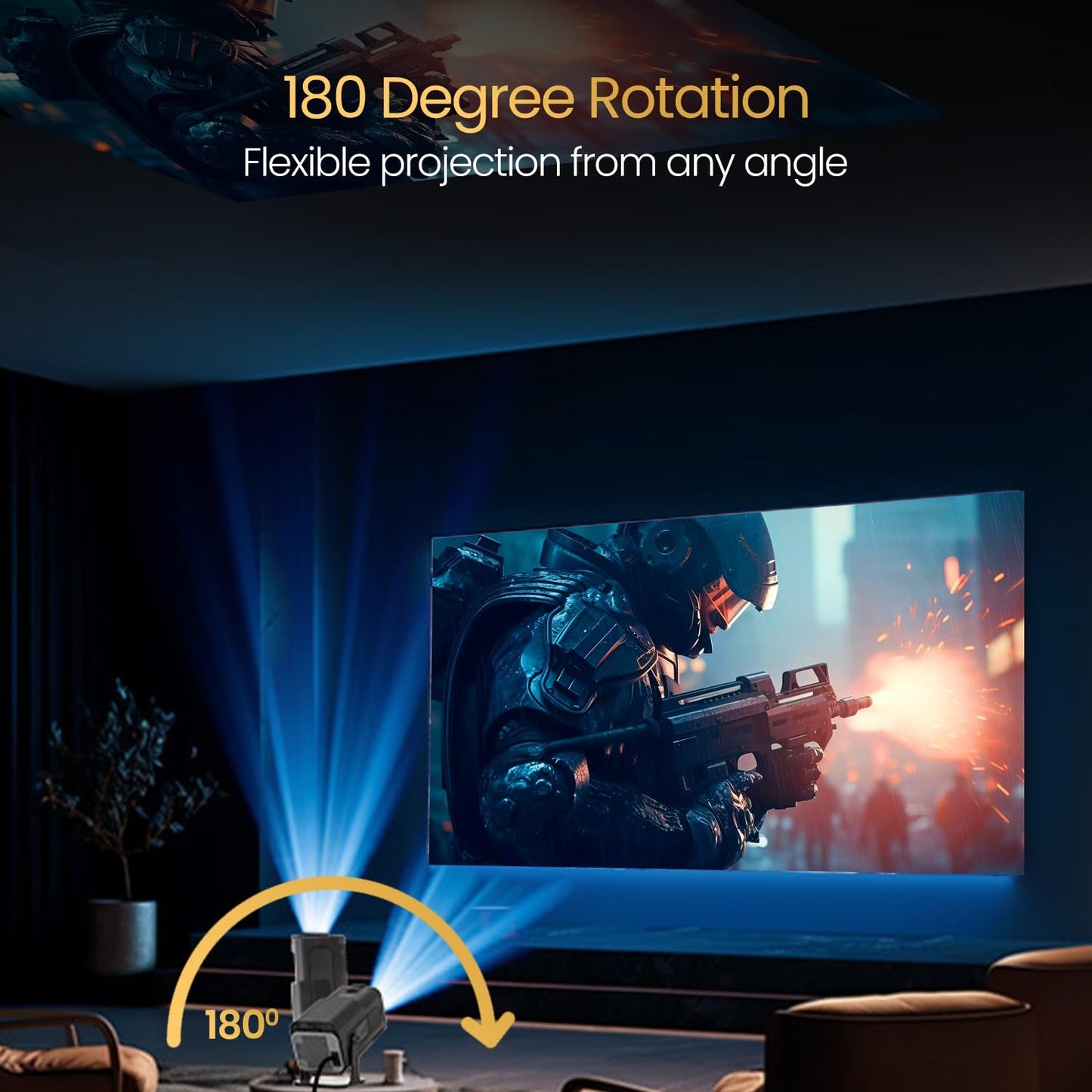 (Open Box) Portronics Beem 440 Smart LED Projector with 720p HD Resolution, Rotatable Design, Built-in Streaming Apps (Netflix, Prime Video, Hotstar), 2000 Lumens, Screen Mirroring, 3 Watts Speaker (White)