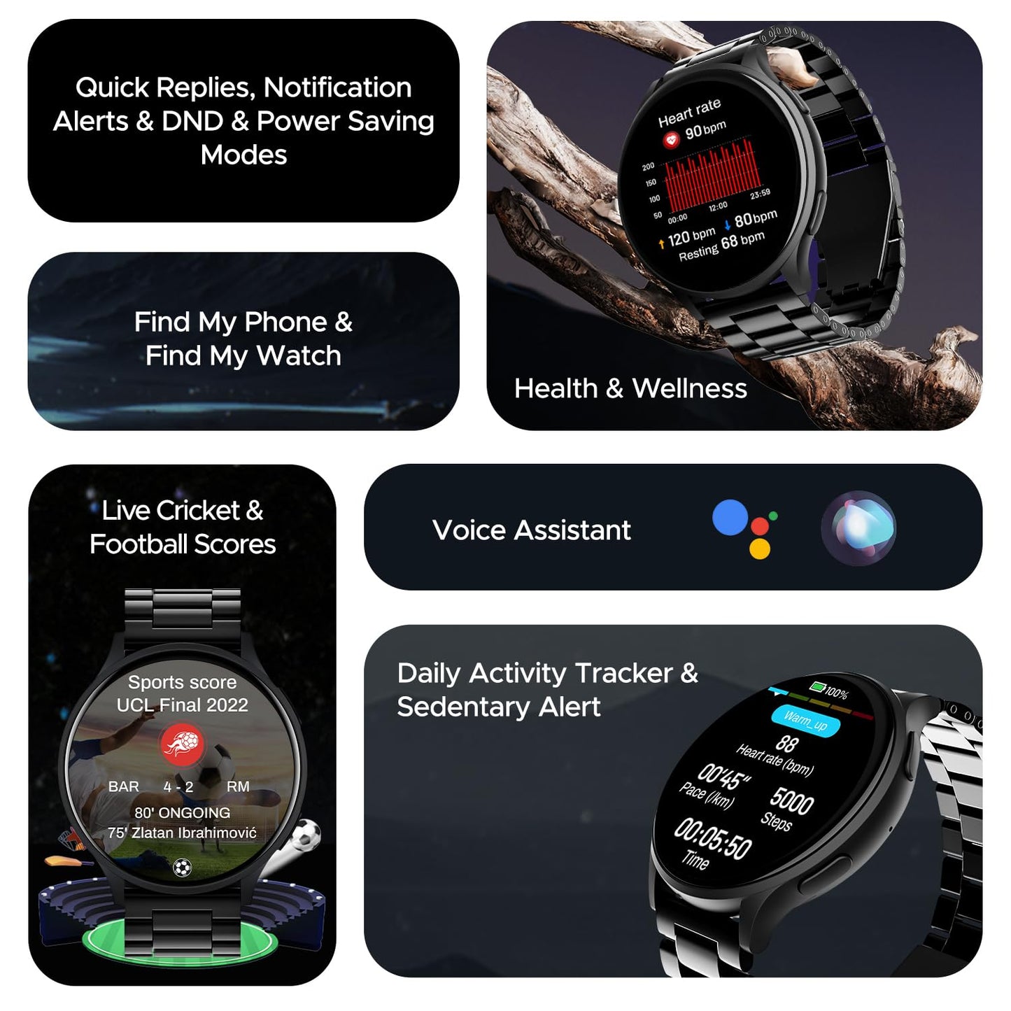 (Without box)boAt Lunar Orb w/ 1.45" (3.6 cm) AMOLED Display, BT Calling, DIY Watch Face Studio, Coins, Crest App Health Ecosystem, Live Cricket & Football Scores, IP67, Smart Watch for Men & Women(Active Black)