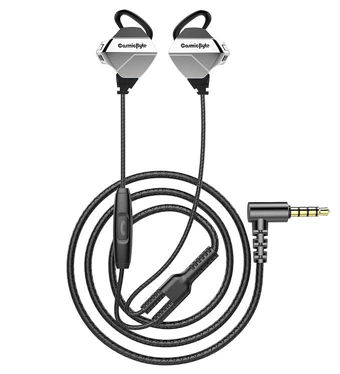 (Open Box) Cosmic Byte CB-EP-04 Gaming Wired in Ear Earphone with Microphone Detachable for PC, PS4, Mobiles, Tablets (Black/Silver)