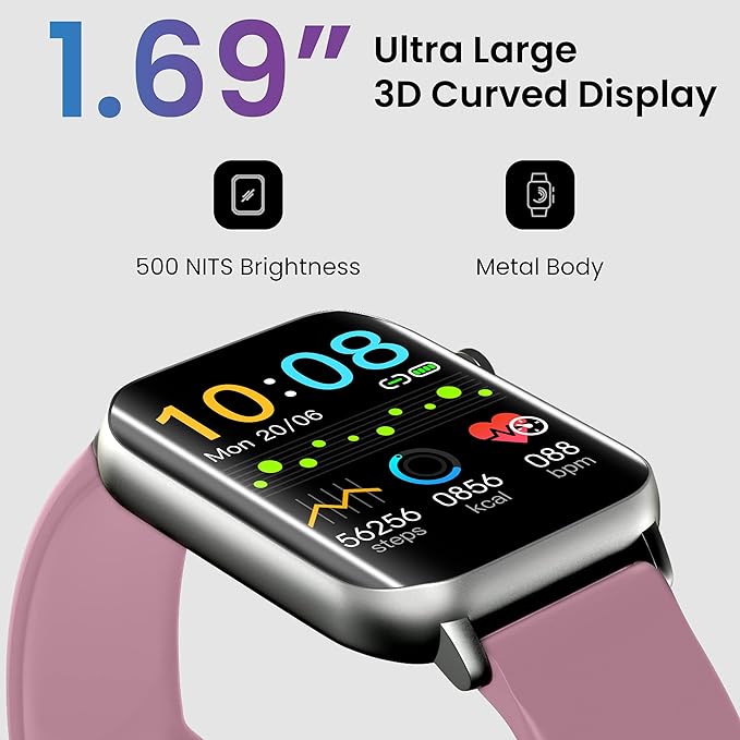 (Open Box) TAGG Verve Ultra Smartwatch with 1.69'' 3D Curved Display, Real SPO2, and Real-Time Heart Rate Tracking, 10 Days Battery Backup, IPX68 Waterproof