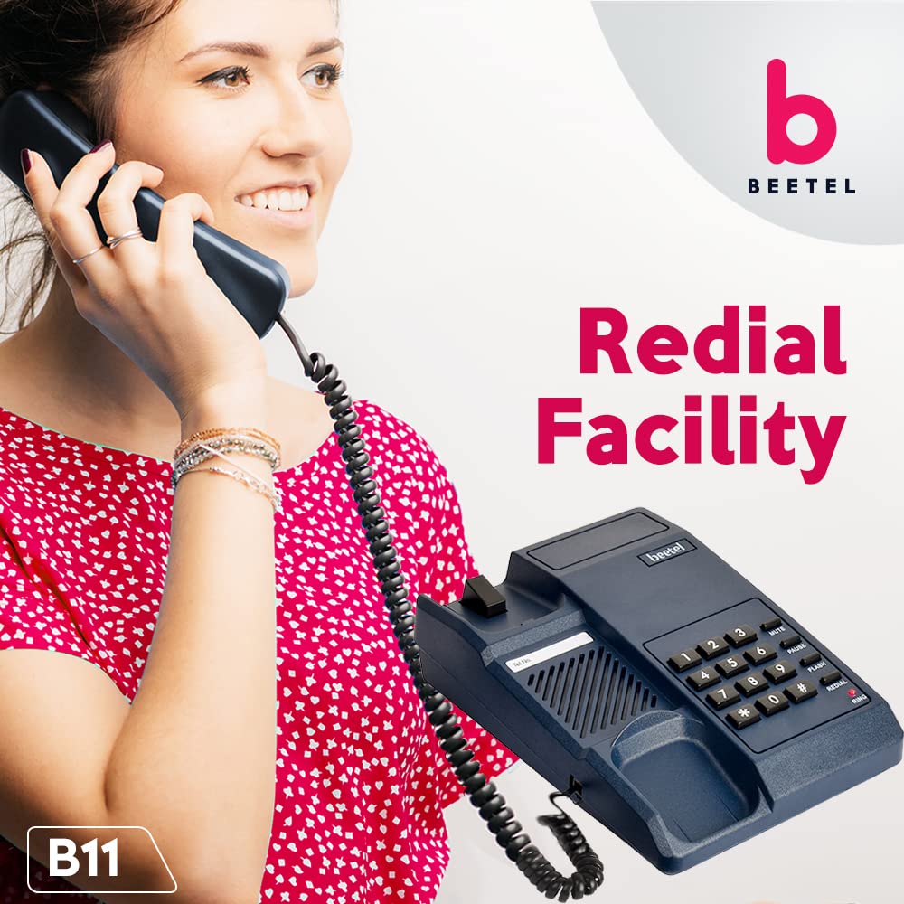 (Open Box) Beetel B11 Corded Landline Phone, Ringer Volume Control, LED for Ring Indication, Wall/Desk Mountable, Classic Design, Clear Call Quality, Mute/Pause/Flash/Redial Function (Made in India)(Black)(B11)
