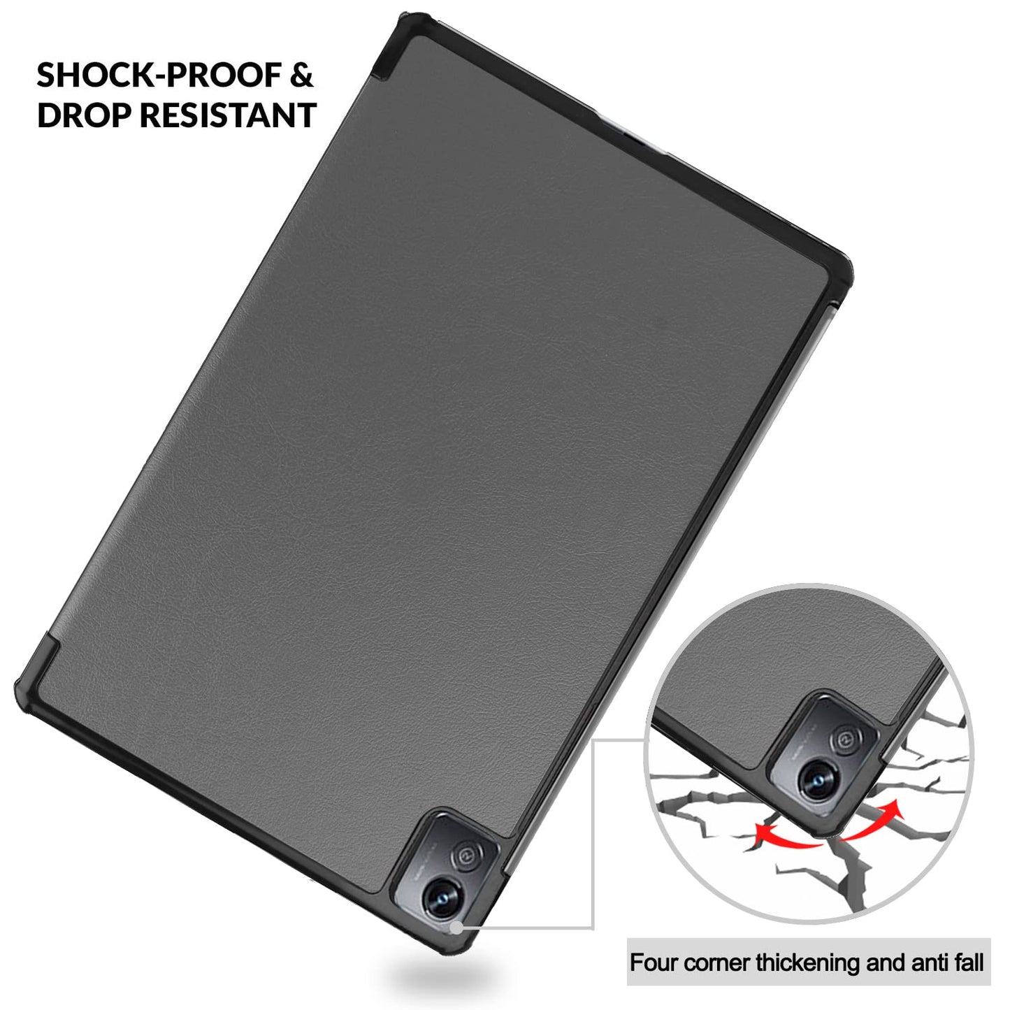 (OPEN BOX)Robustrion Trifold Flip Stand Case Cover for Realme Pad X 11 inch Tablet Cover - Black