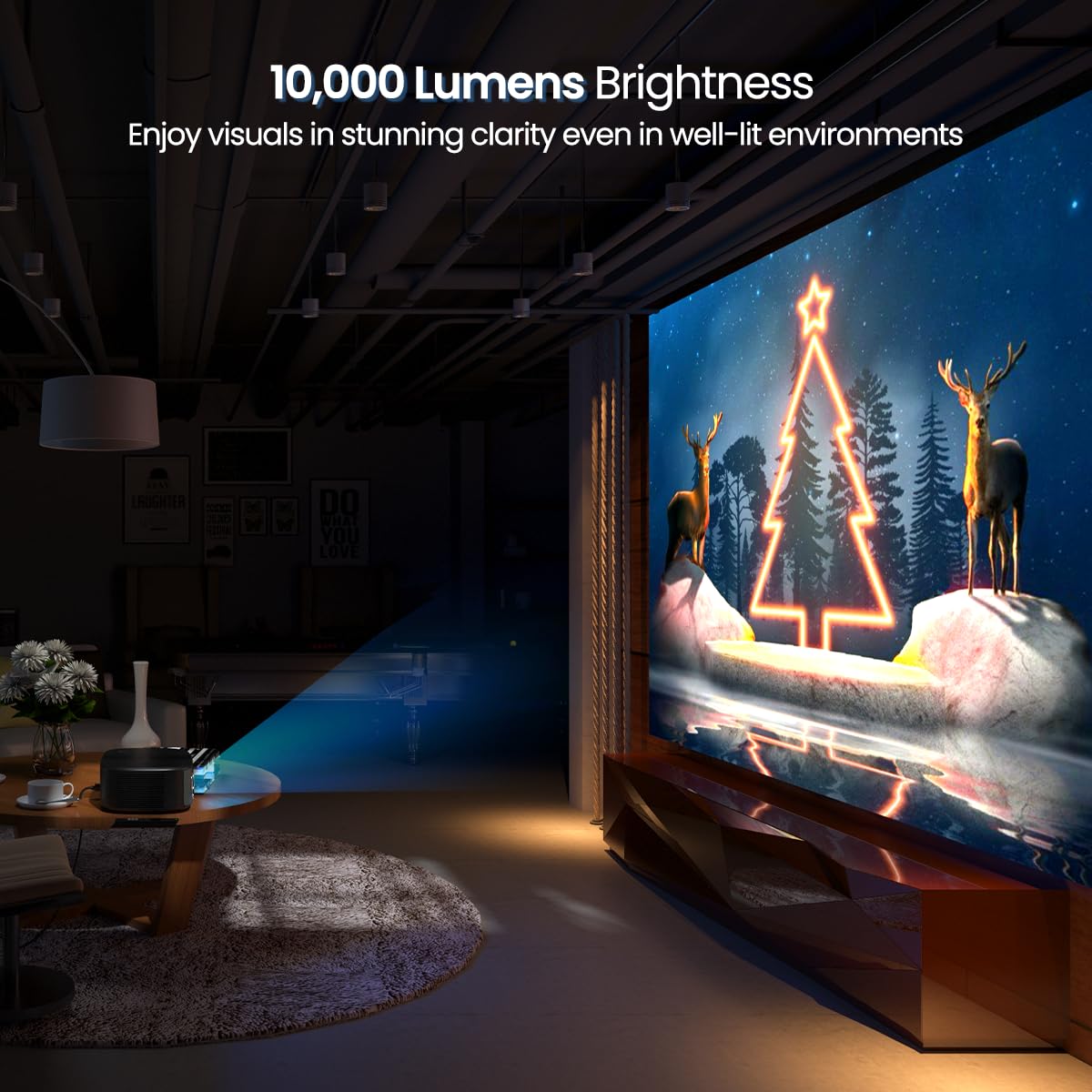 (Open Box) Portronics Beem 440 Smart LED Projector with 720p HD Resolution, Rotatable Design, Built-in Streaming Apps (Netflix, Prime Video, Hotstar), 2000 Lumens, Screen Mirroring, 3 Watts Speaker (White)