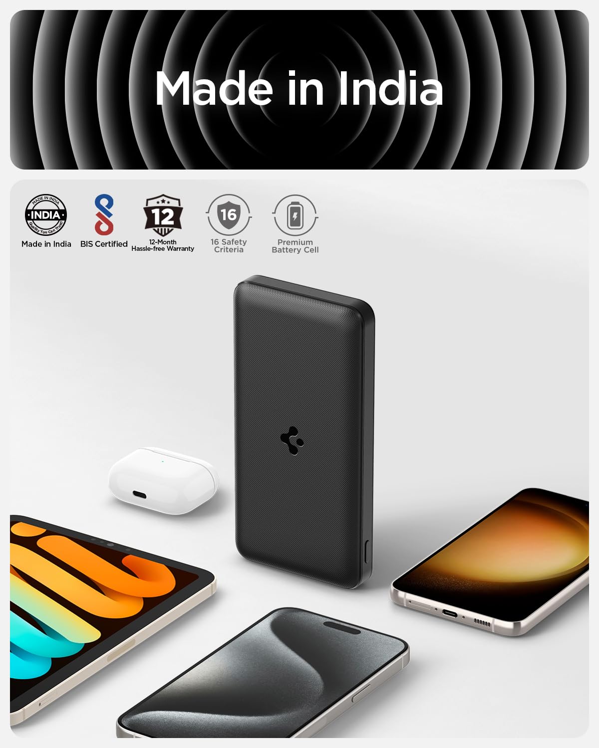 (Open Box) Spigen ArcPack 20000mAh Power Bank | PD 3.0, PPS Fast Carging | 30W Max Output | 2 Type-C Ports, 1 USB-A Port - (ABS + PC | Black)