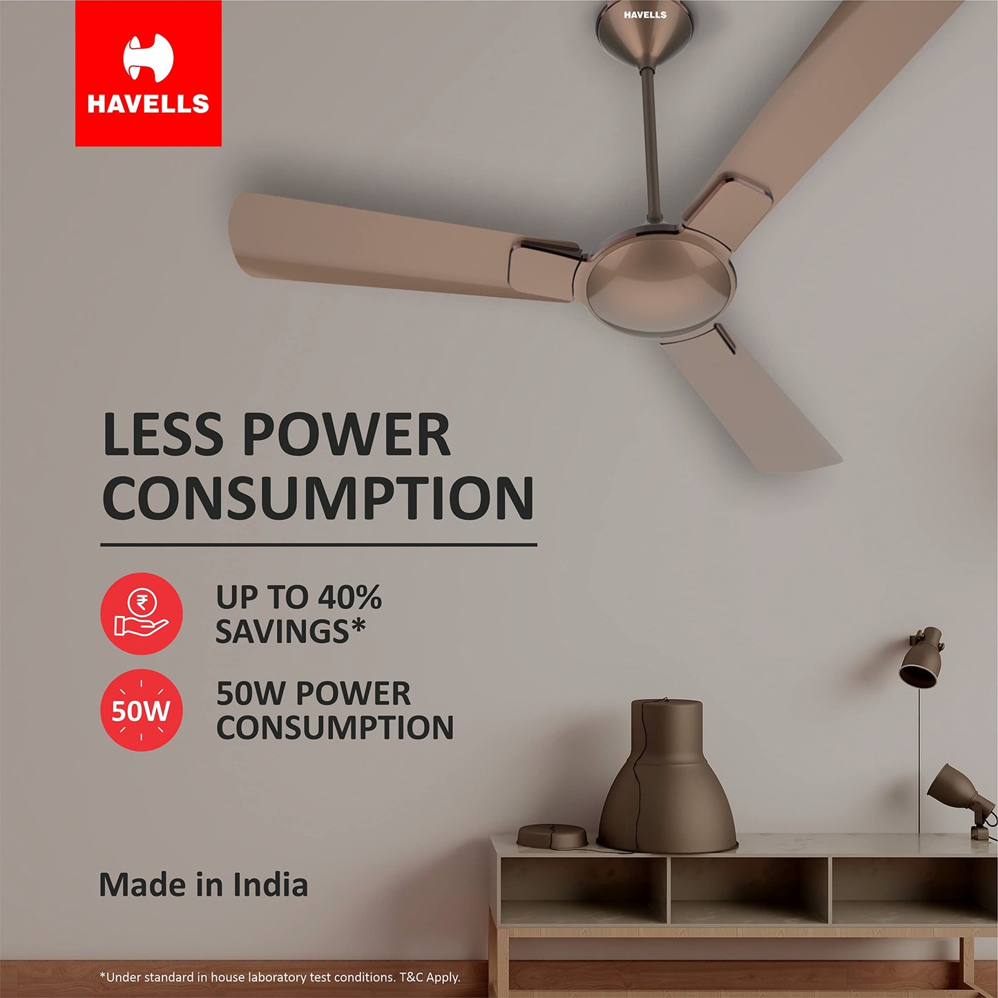 Havells 1200 mm FAN ENTICER ES BEIGE COPPER, 2 Star