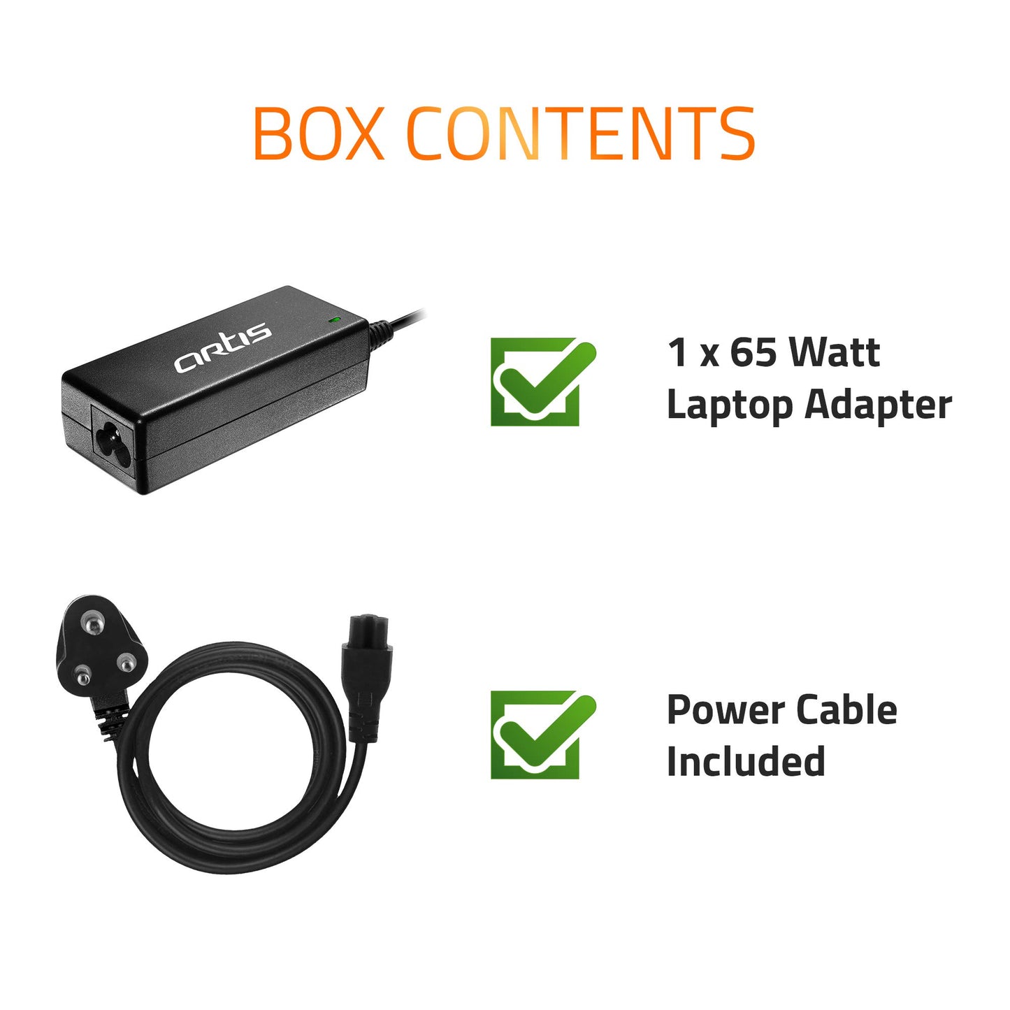 (Open Box) Artis AR0502 65Watt Laptop Charger/Adapter with Power Cord Compatible with HP Laptops (18.5V/3.5A, 65Watt) (Pin Size: 4.5mm x 3.0mm) (BIS Certified)