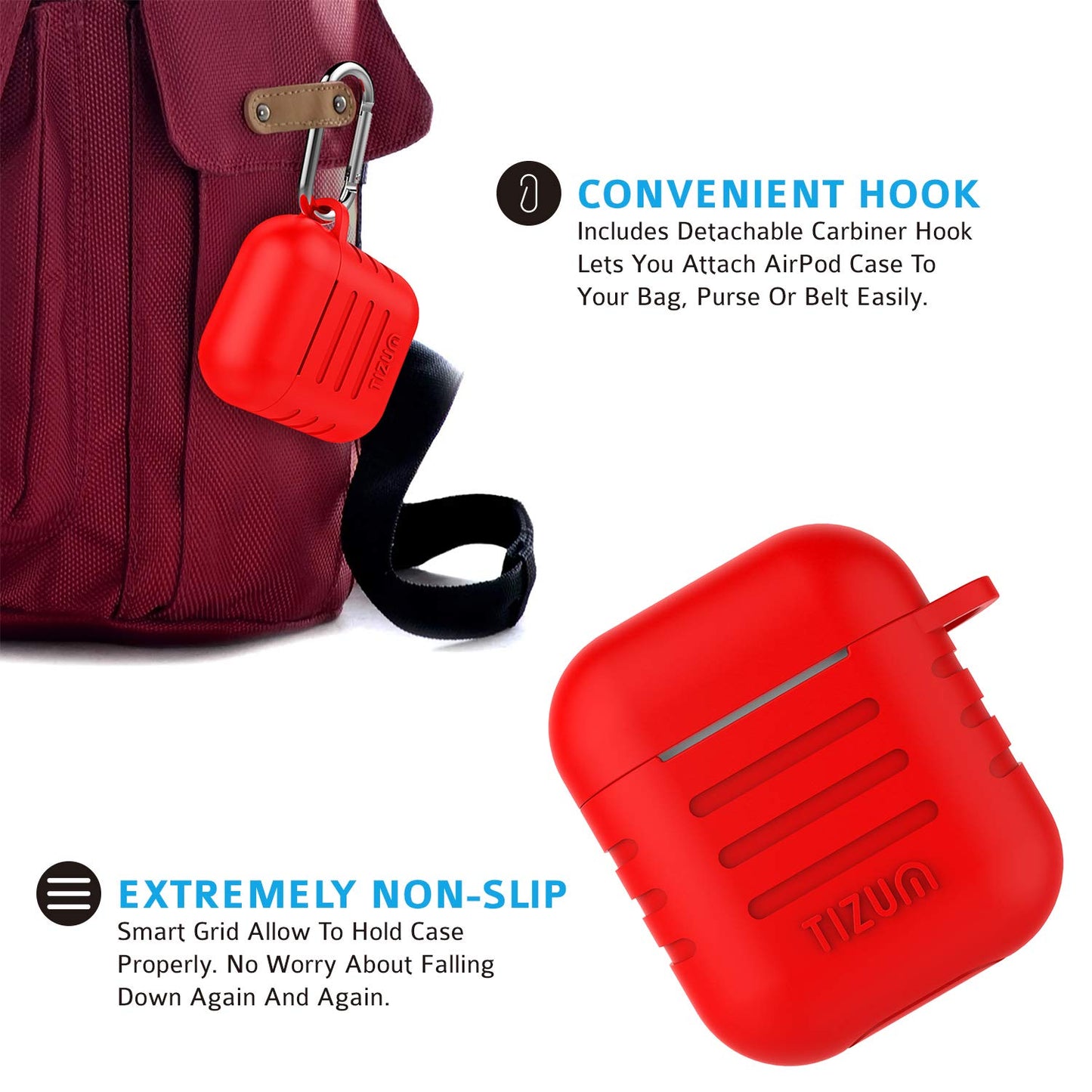 (Open Box) Tizum Apple AirPod Case (Blood Red)