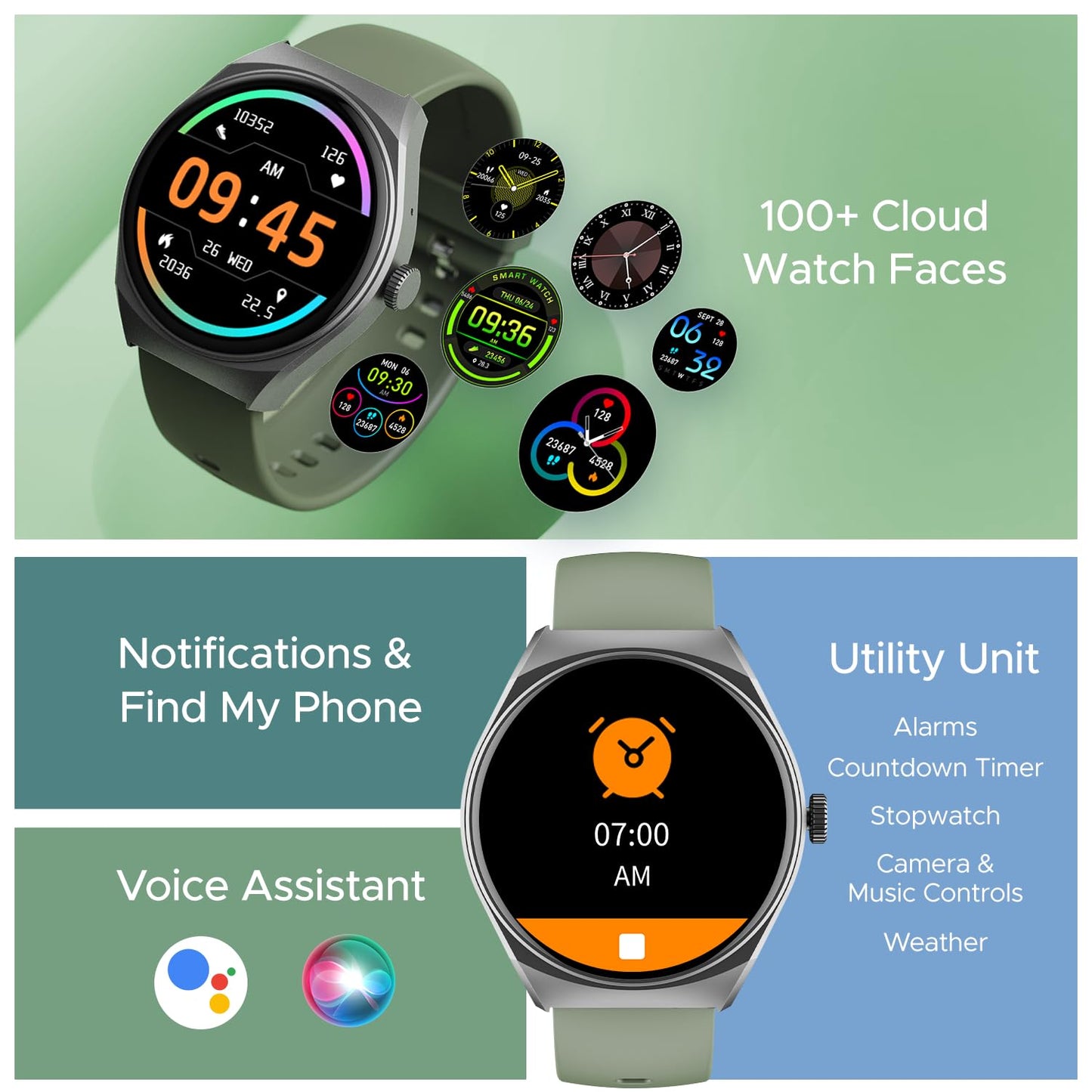 (Without box)boAt Lunar Seek w/ 1.39" (3.5 cm) HD Display, Advanced Bluetooth Calling, Functional Crown, Multiple Sports Mode,100 Watch Faces, IP67 Dust, Sweat & Splash Resistance, HR & SpO2 Monitoring(Metal Grey)