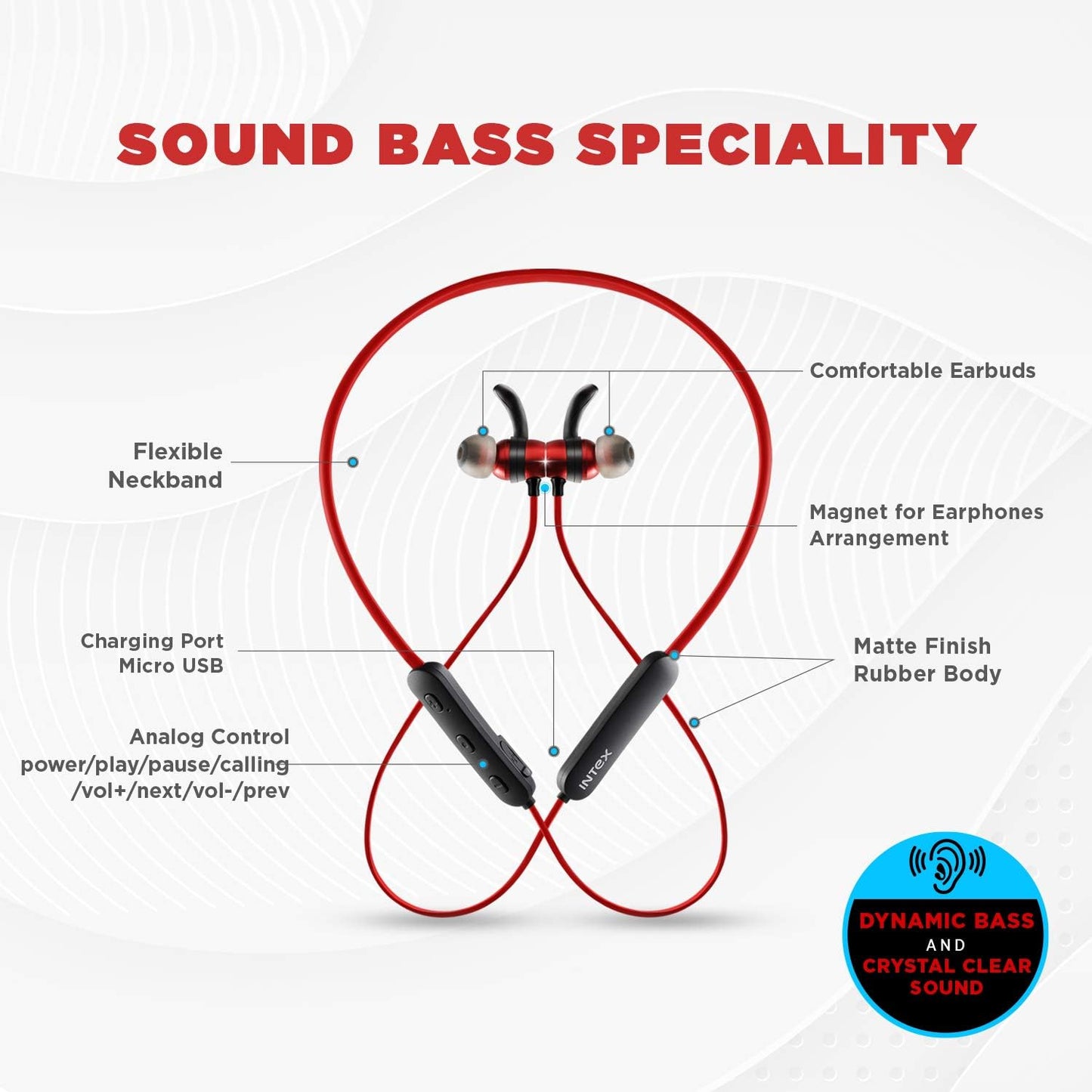 (Open Box)Intex BT Musique Bass Wireless Sports Headset
