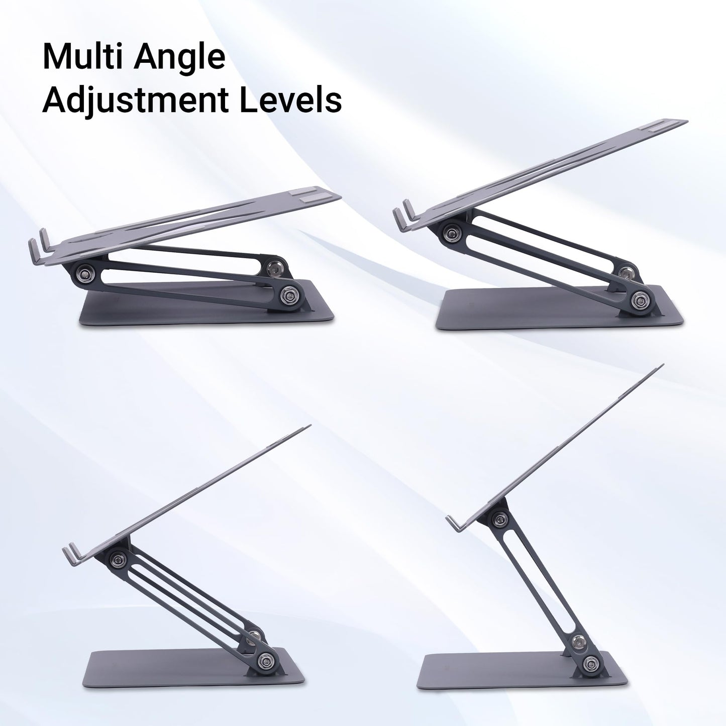 (OPEN BOX0)Zebronics NS3000 Portable Laptop & Tablet Stand Supports Upto 17” with Max. 5KG Support, Anti-Slip Silicone Pads, Foldable Design, Multi Angle Adjustment, Carbon Steel Body