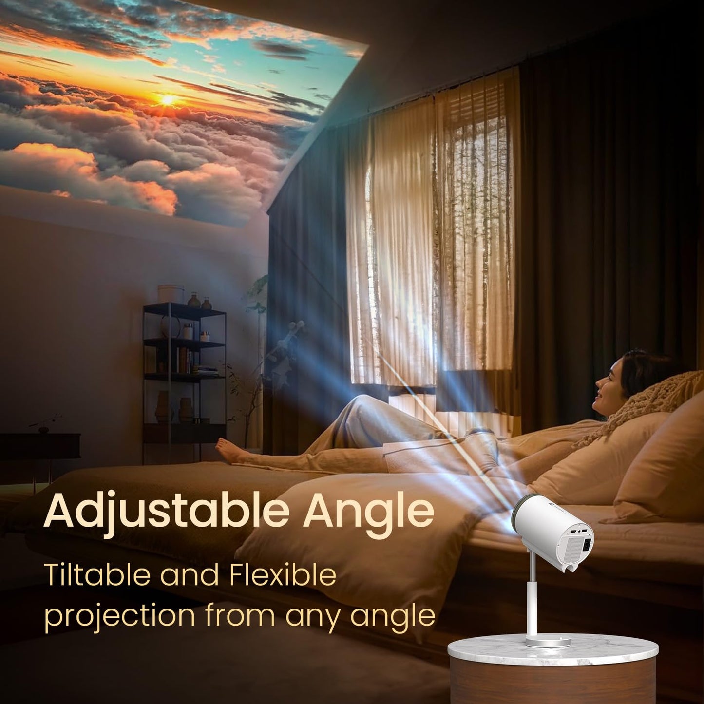 (Open Box) Portronics Beem 440 Smart LED Projector with 720p HD Resolution, Rotatable Design, Built-in Streaming Apps (Netflix, Prime Video, Hotstar), 2000 Lumens, Screen Mirroring, 3 Watts Speaker (White)