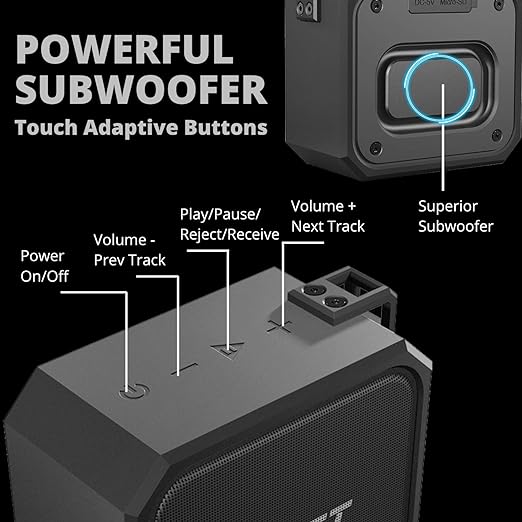 (Open Box) Boltt Fire Xplode BS1100 Bluetooth Speaker with Explosive Sound & Superior Bass, Ultra Light Weight & Compact with Great Playtime, IPX7 Waterproof