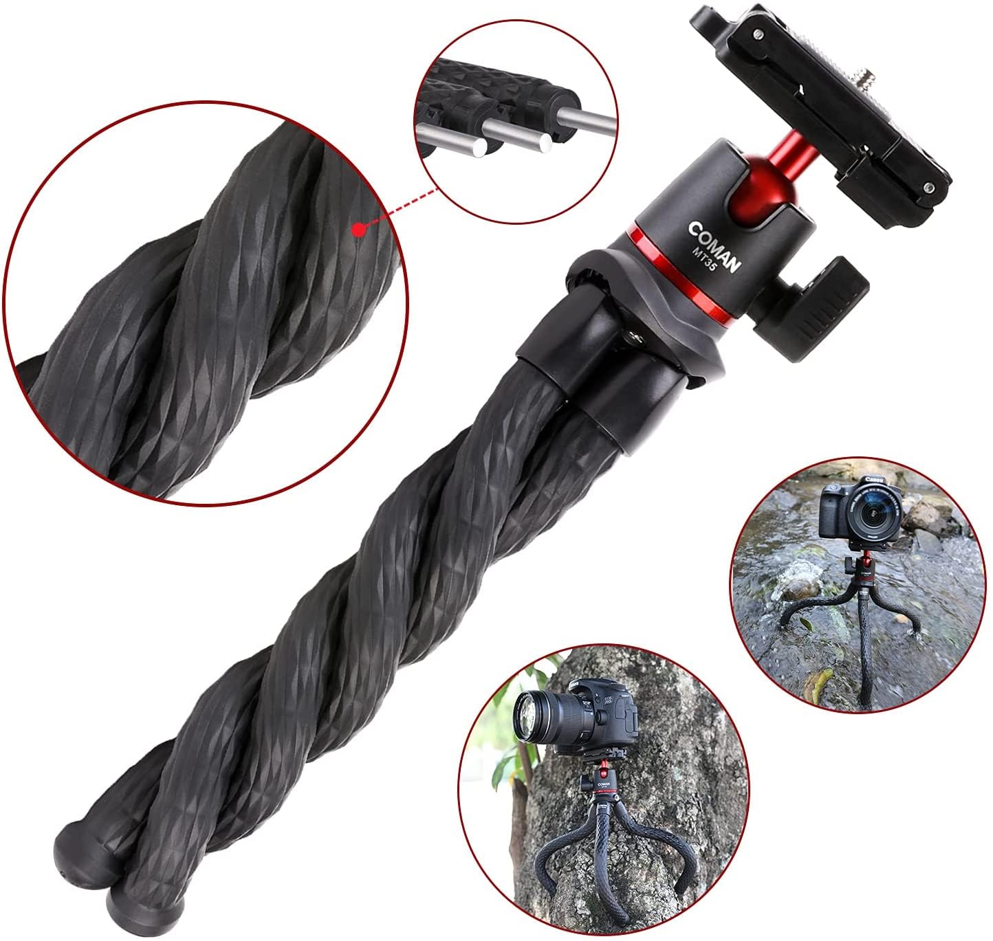 (Open Box) Adofys 70” Aluminium Camera Tripod with Travel Bag and Phone Holder |Operating Height: 70 inch | Maximum Load Capacity up to 5kg | Compatible with All Cameras, Cell Phones, Projector, Webcam
