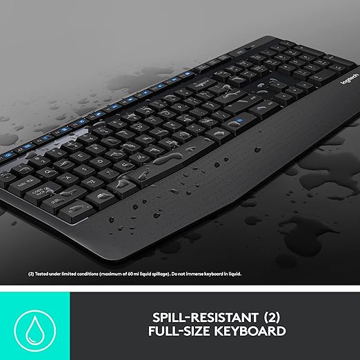(Open Box) Logitech MK345 Wireless Keyboard and Mouse Set Full-Sized Keyboard with Palm Rest and Comfortable Right-Handed Mouse, 2.4 GHz Wireless USB Receiver, Compatible with PC, Laptop - Black