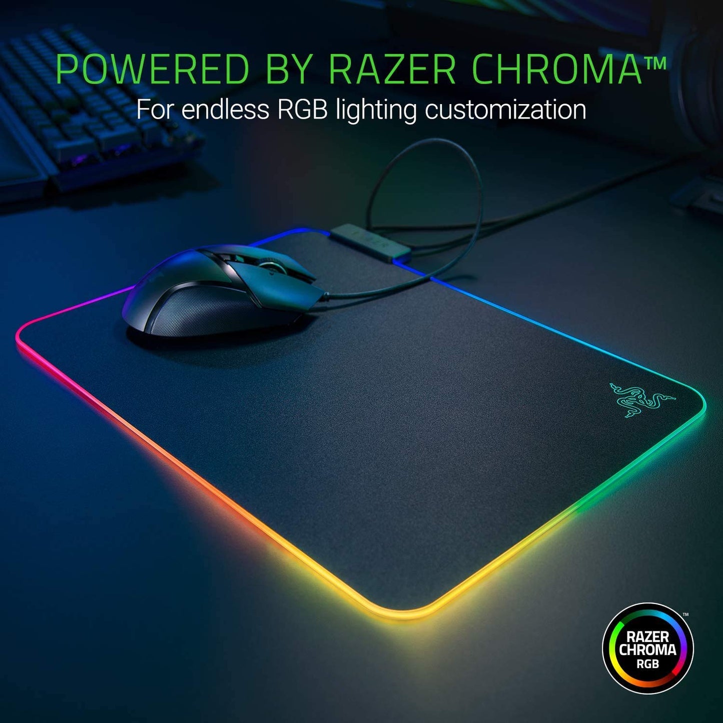 (OPEN BOX)Razer Strider - L Multilayer Synthetic Leather, Foam Padding, Head Cushion, Height Adjustable, Black/Green (RZ02-03810200-R3M1)