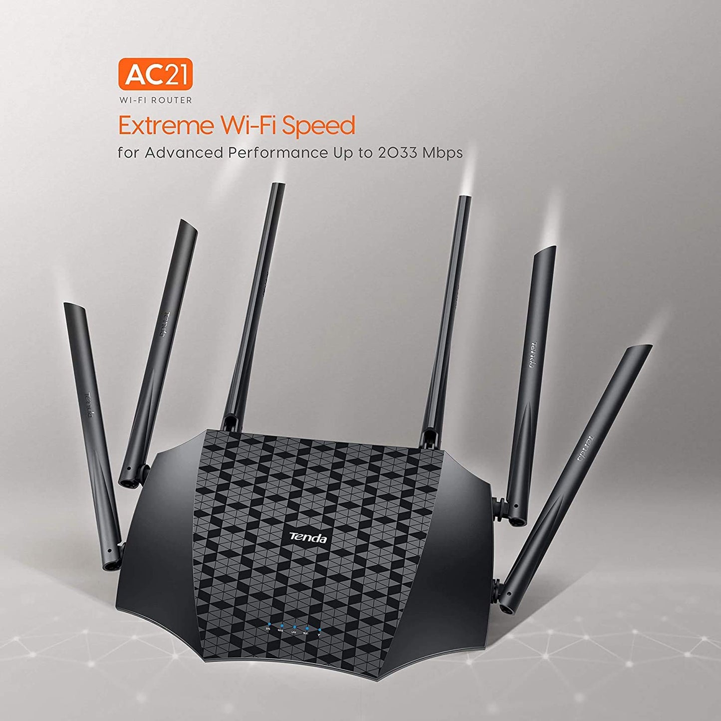 (Open Box) Tenda AC21 2100Mbps Dual Band Gigabit Wireless Router, MU-MIMO, Easy Setup, Supports Guest Network, Parental Control, Client Filter, IPv6 (Black, Not a Modem)