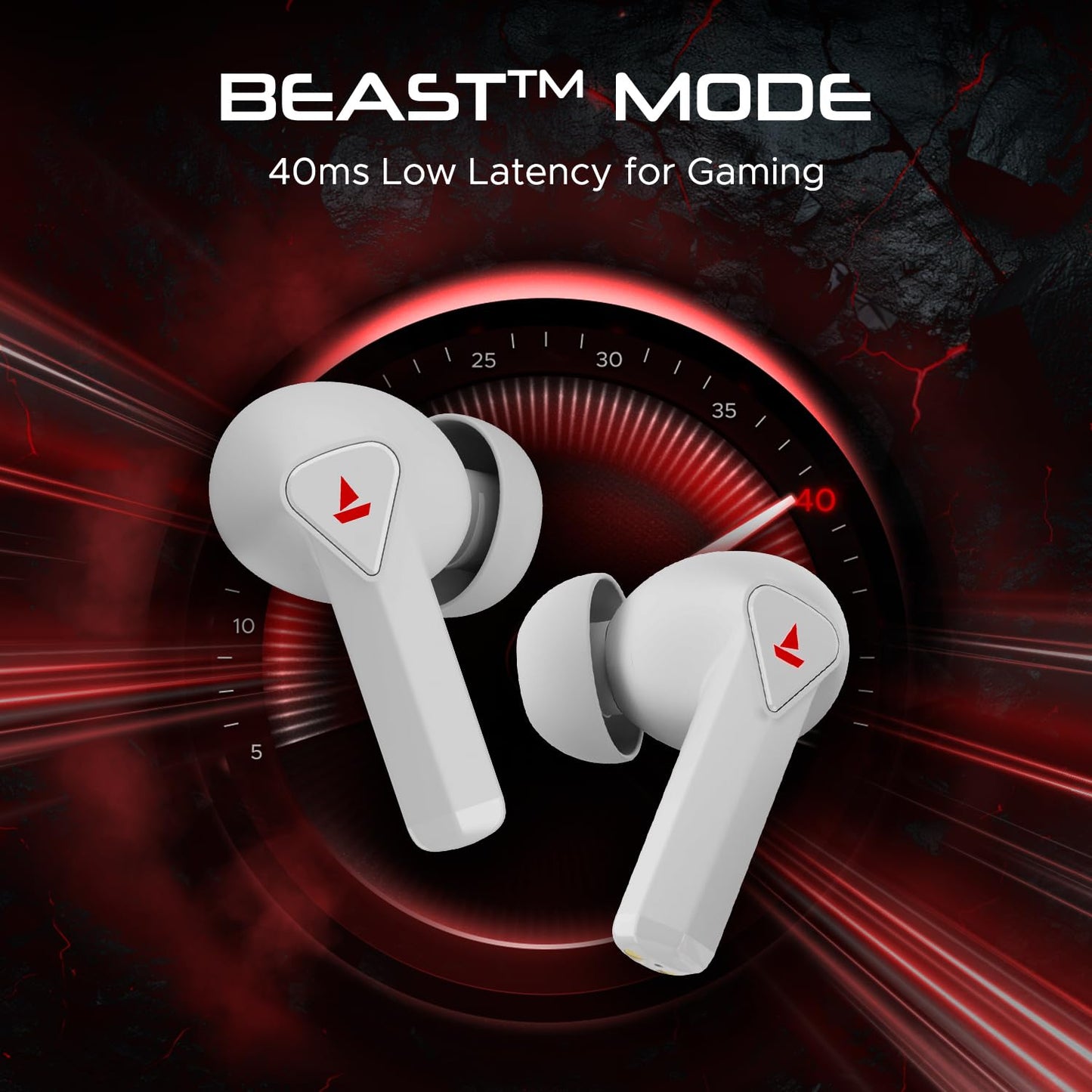 (Open box)boAt Newly Launched Immortal 158 TWS in Ear Gaming Earbuds with 40hrs Playback, 40ms Super-Low Latency Beast Mode, RGB LEDs, 4 Mics with ENx, IWP, ASAP Charge, BTv5.3(White Sabre)