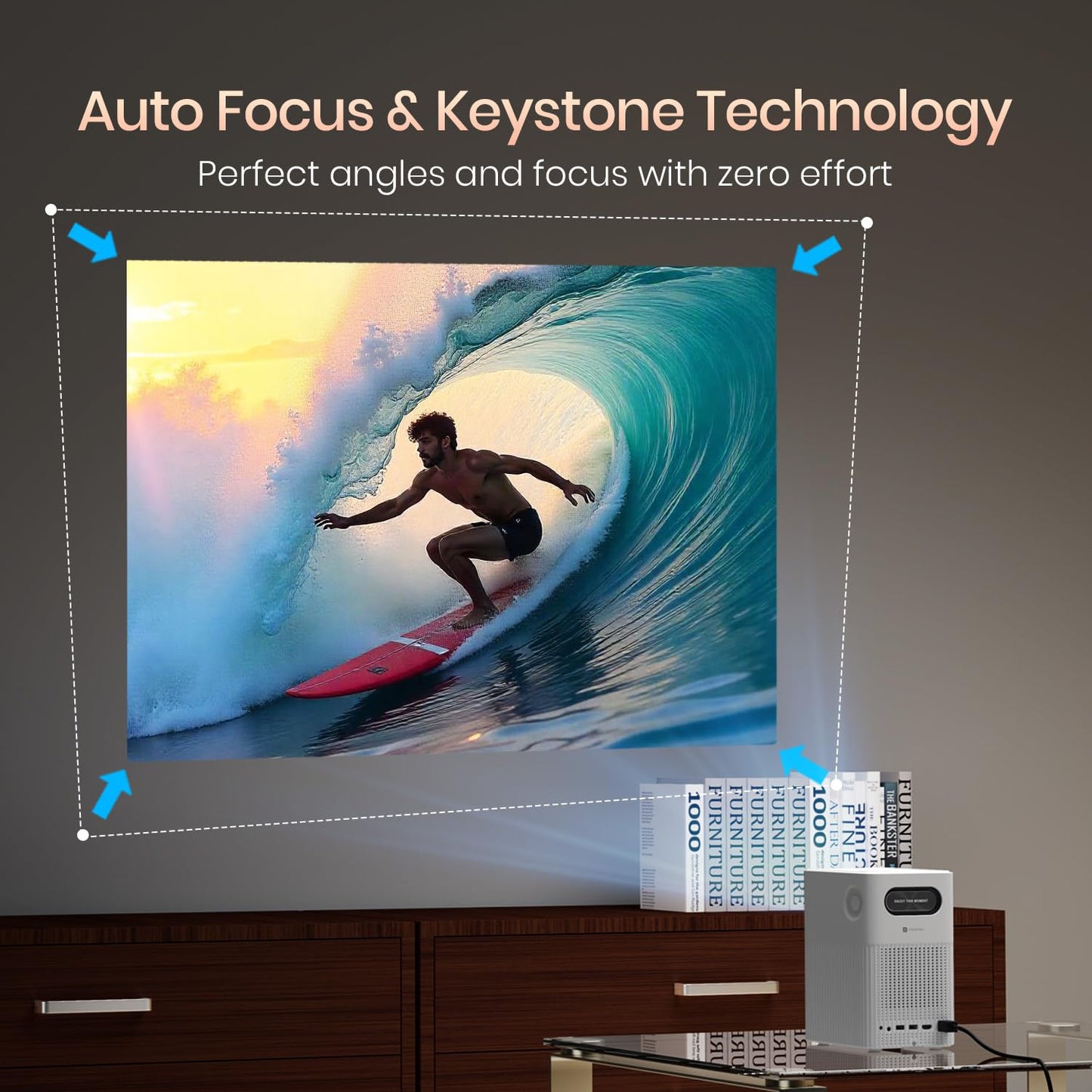 (Open Box) Portronics Beem 440 Smart LED Projector with 720p HD Resolution, Rotatable Design, Built-in Streaming Apps (Netflix, Prime Video, Hotstar), 2000 Lumens, Screen Mirroring, 3 Watts Speaker (White)