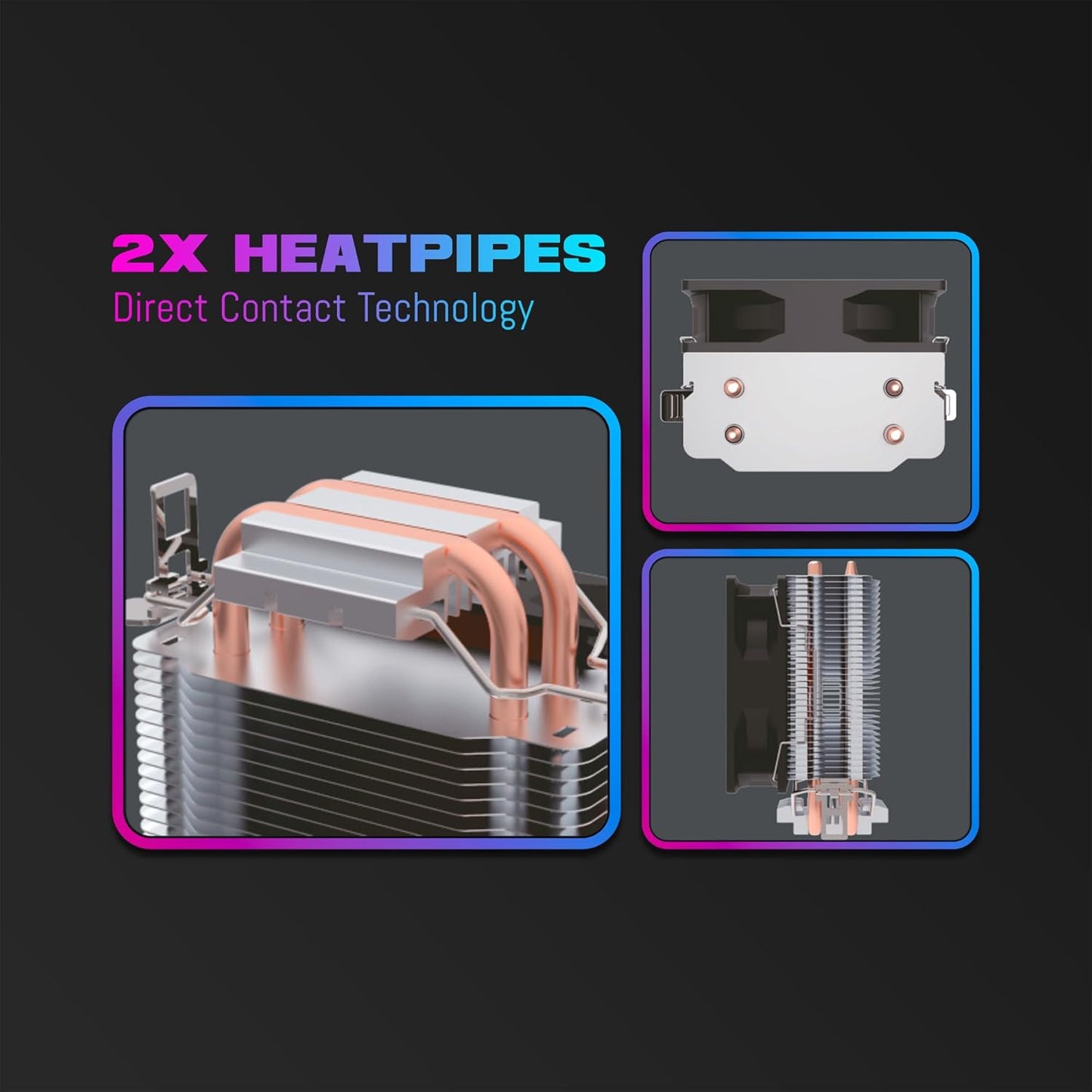 Ant Esports ICE-C200 V2 CPU Cooler/CPU Fan with Rainbow LED Fan | Support - Intel : LGA1700 / 115X / 1200/1366 x 775 & AMD : AM5, AM4, AM3+, AM3, AM2+, FM2, FM1
