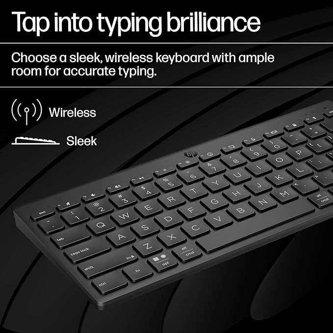 (Open Box) HP 350 Compact Multi-Device Bluetooth Wireless Keyboard; Spill Resistant; Swift Pair; OS Auto-Detection, LED Indicator, Battery Life Up to 24 Months