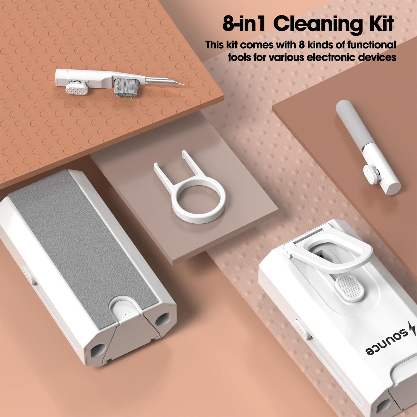 (open box)Sounce 2-in-1 Professional Screen Cleaning Kit Non-Toxic, Anti-Static for Camera, Lens, Binocular, Laptop, TV, Monitor, Smartphone, Tablet (Includes: Cleaning Liquid 500ml, Plush Microfiber Cloth)