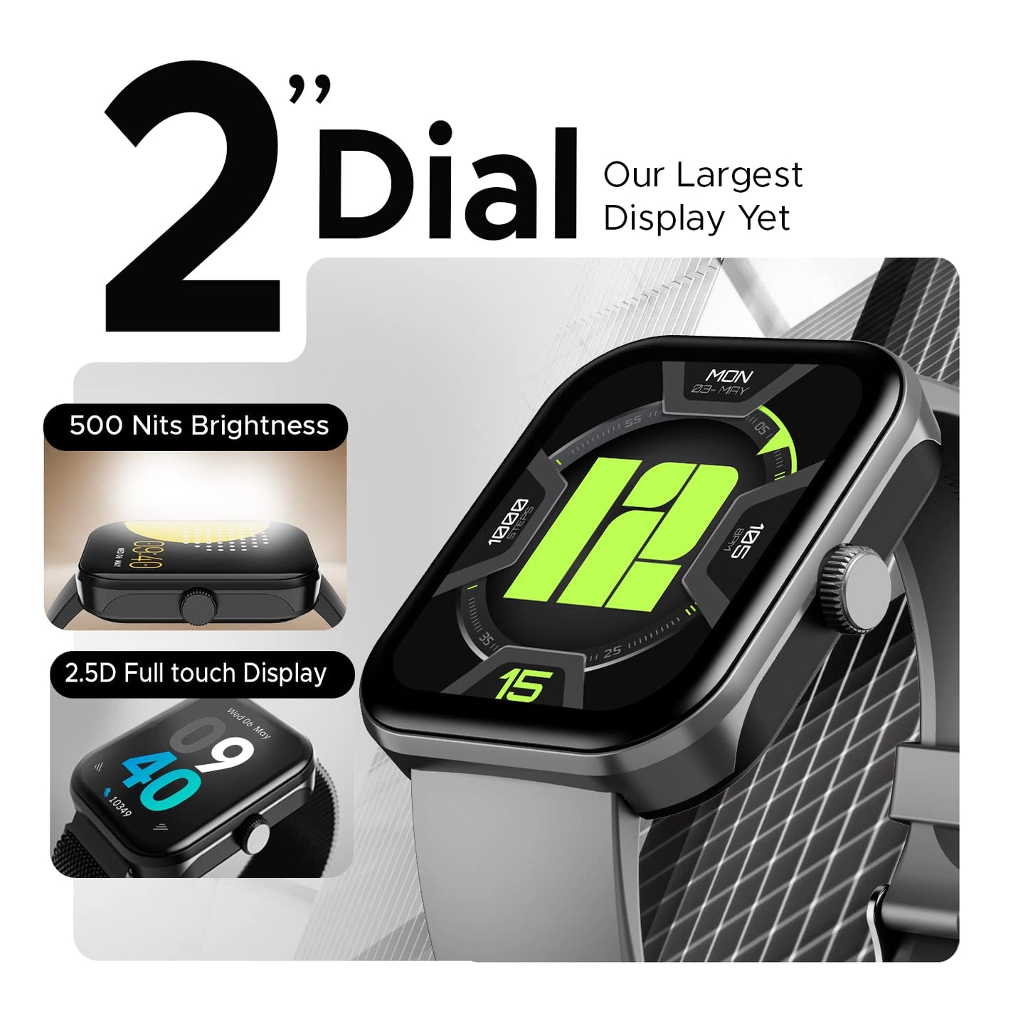 (Open Box) boAt Ultima Call Max Smart Watch w/ 2" Big HD Display, Advanced BT Calling, 100+ Sports Modes, 10 Days Battery Life, Multiple Watch Faces, IP68, HR & SpO2, Sedentary Alerts(Active Black)