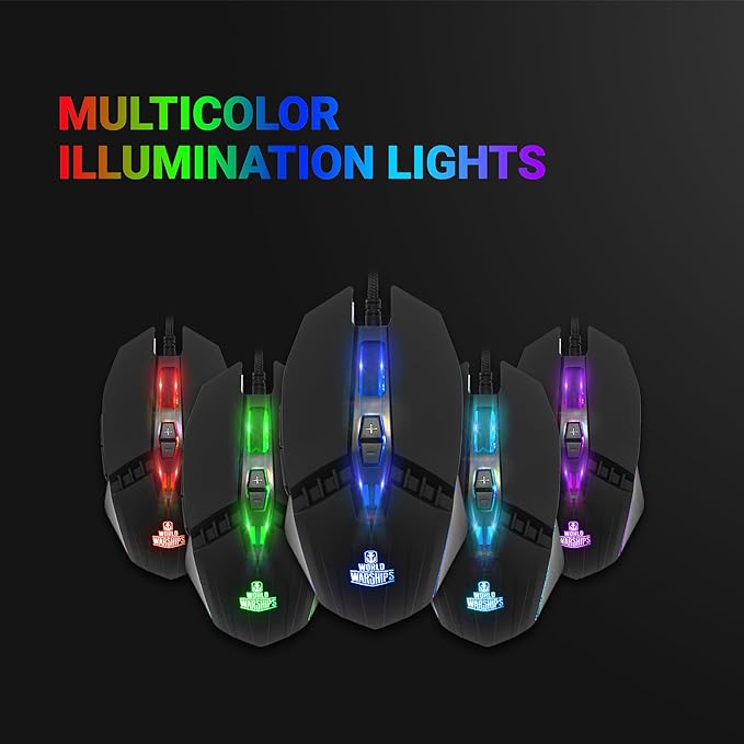 (Open Box) Ant Esports KM500W Gaming Backlit Keyboard and Mouse Combo, LED Wired Gaming Keyboard, Ergonomic & Wrist Rest Keyboard, Programmable Gaming Mouse for PC/Laptop/Mac- World of Warships Edition