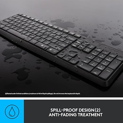 (Open Box) Logitech MK235 Wireless Keyboard and Mouse Set for Windows, 2.4 GHz Wireless Unifying USB Receiver, 15 FN Keys, Long Battery Life, Compatible with PC, Laptop - Black