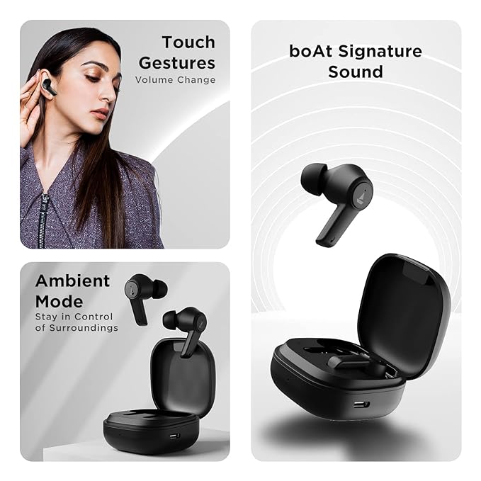 (Without Box) boAt Airdopes 413ANC True Wireless in Ear Earbuds with Active Noise Cancellation, 2 Mics ENx Tech, Signature Sound, Touch Gesture, 20 Hours Playback, ASAP Charge & Ambient Mode