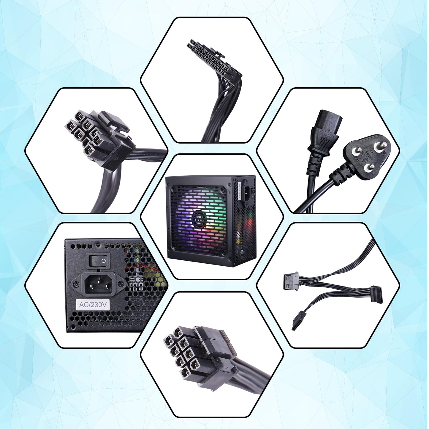 (Open Box)Zebronics 450W Black Gold Power Supply with 3X SATA connectors, 2X Molex, 80mm Built-in Fan, Extra Long Cables, 1.2 Meter Power Cable and Suitable for Regular use Computers