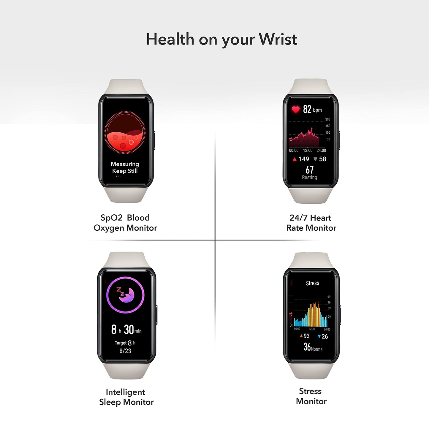 (Open Box) HONOR Band 6 Smartwatch with AMOLED 1.47'' Display,14 Days Battery, SpO2, 24/7 Heart Rate, Stress & Sleep Monitor, Personalized Watch Faces, Workout Auto-Detection, 5ATM Waterproof, Meteorite Black