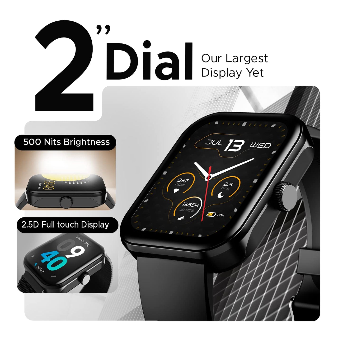 (Open Box) boAt Ultima Call Max Smart Watch w/ 2" Big HD Display, Advanced BT Calling, 100+ Sports Modes, 10 Days Battery Life, Multiple Watch Faces, IP68, HR & SpO2, Sedentary Alerts(Active Black)