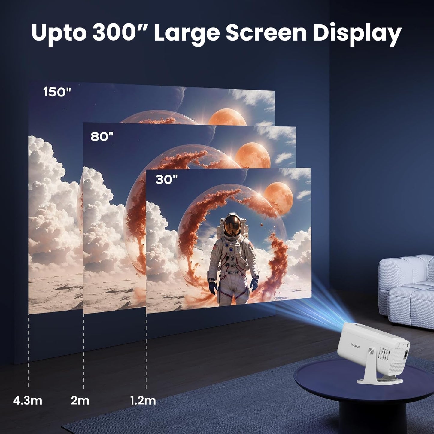 (Open Box) WZATCO Yuva Plus (Upgraded) Native 1080P Full HD Projector with 4K Support, 11700 Lumens, 250" Screen | 5 Watt HiFi Speaker, Bluetooth 5.1 | Slide Lens Door, White