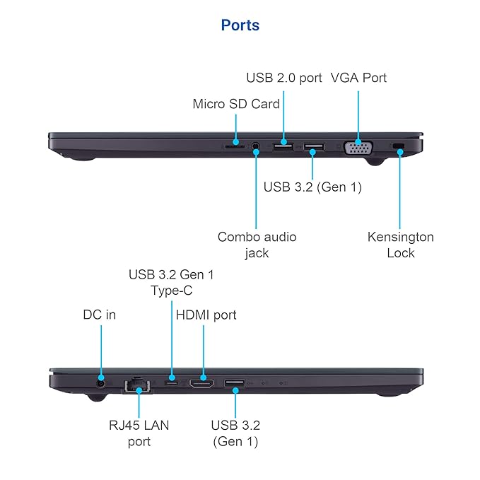 (Brand Refurbished) ASUS ExpertBook P2 (P2451FB) Intel i5-10210U 14 inches(35cm) Notebook (8GB,1TB 72R,DOS) P2451FB-EK0058, 1.6kg