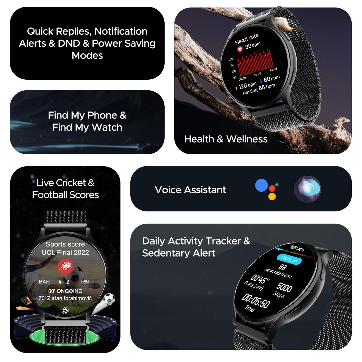 (Without box)boAt Lunar Orb w/ 1.45" (3.6 cm) AMOLED Display, BT Calling, DIY Watch Face Studio, Coins, Crest App Health Ecosystem, Live Cricket & Football Scores, IP67, Smart Watch for Men & Women(Active Black)