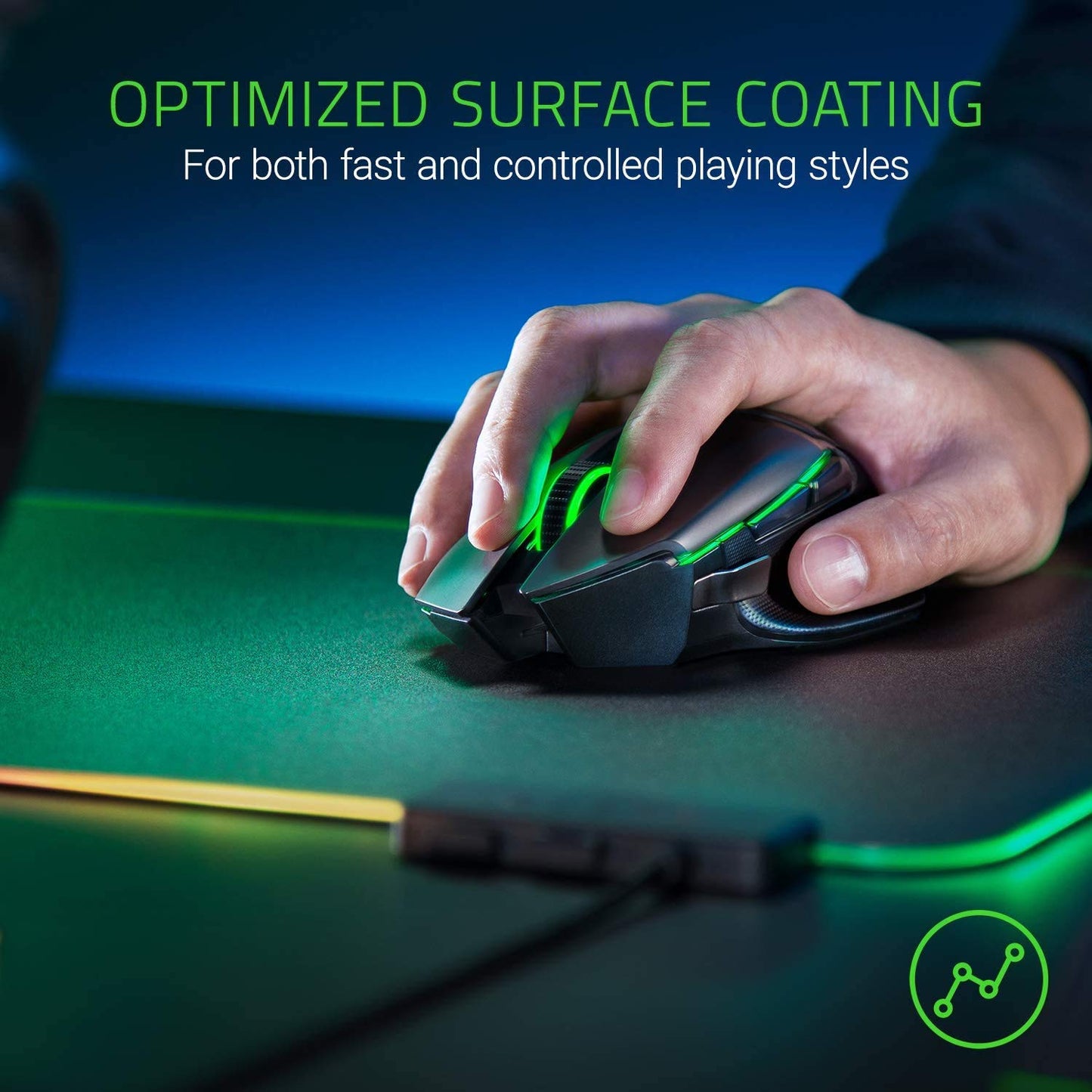 (OPEN BOX)Razer Strider - L Multilayer Synthetic Leather, Foam Padding, Head Cushion, Height Adjustable, Black/Green (RZ02-03810200-R3M1)