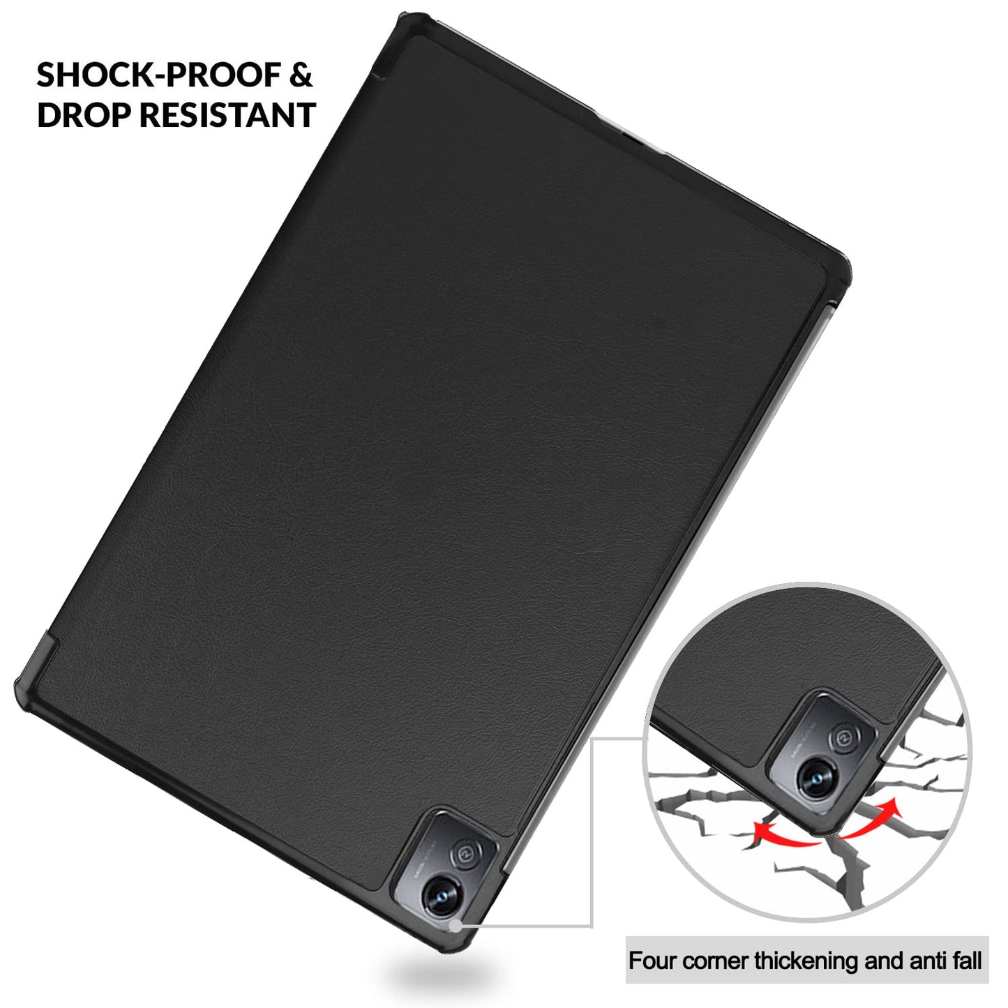 (OPEN BOX)Robustrion Trifold Flip Stand Case Cover for Realme Pad X 11 inch Tablet Cover - Black