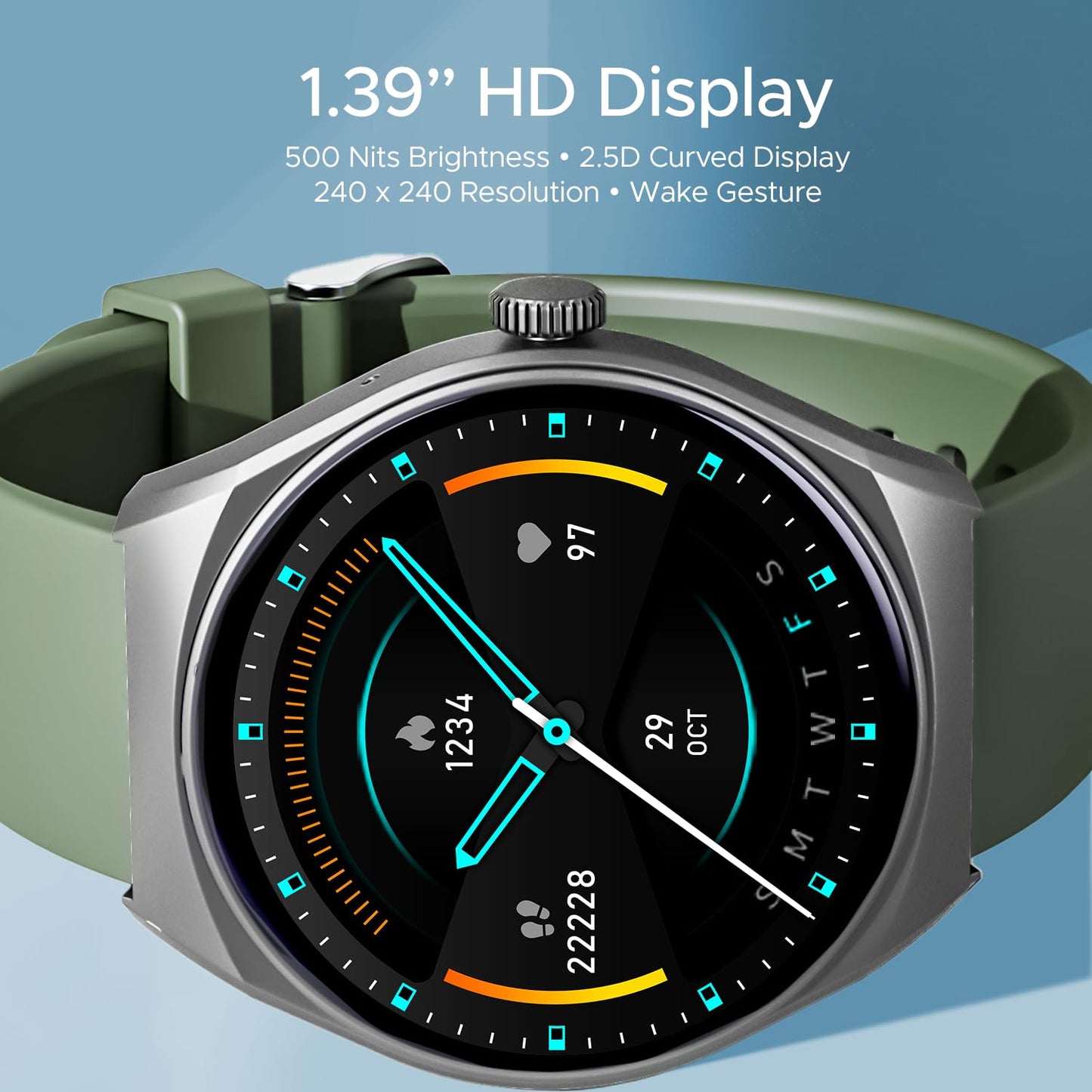 (Without box)boAt Lunar Seek w/ 1.39" (3.5 cm) HD Display, Advanced Bluetooth Calling, Functional Crown, Multiple Sports Mode,100 Watch Faces, IP67 Dust, Sweat & Splash Resistance, HR & SpO2 Monitoring(Metal Grey)