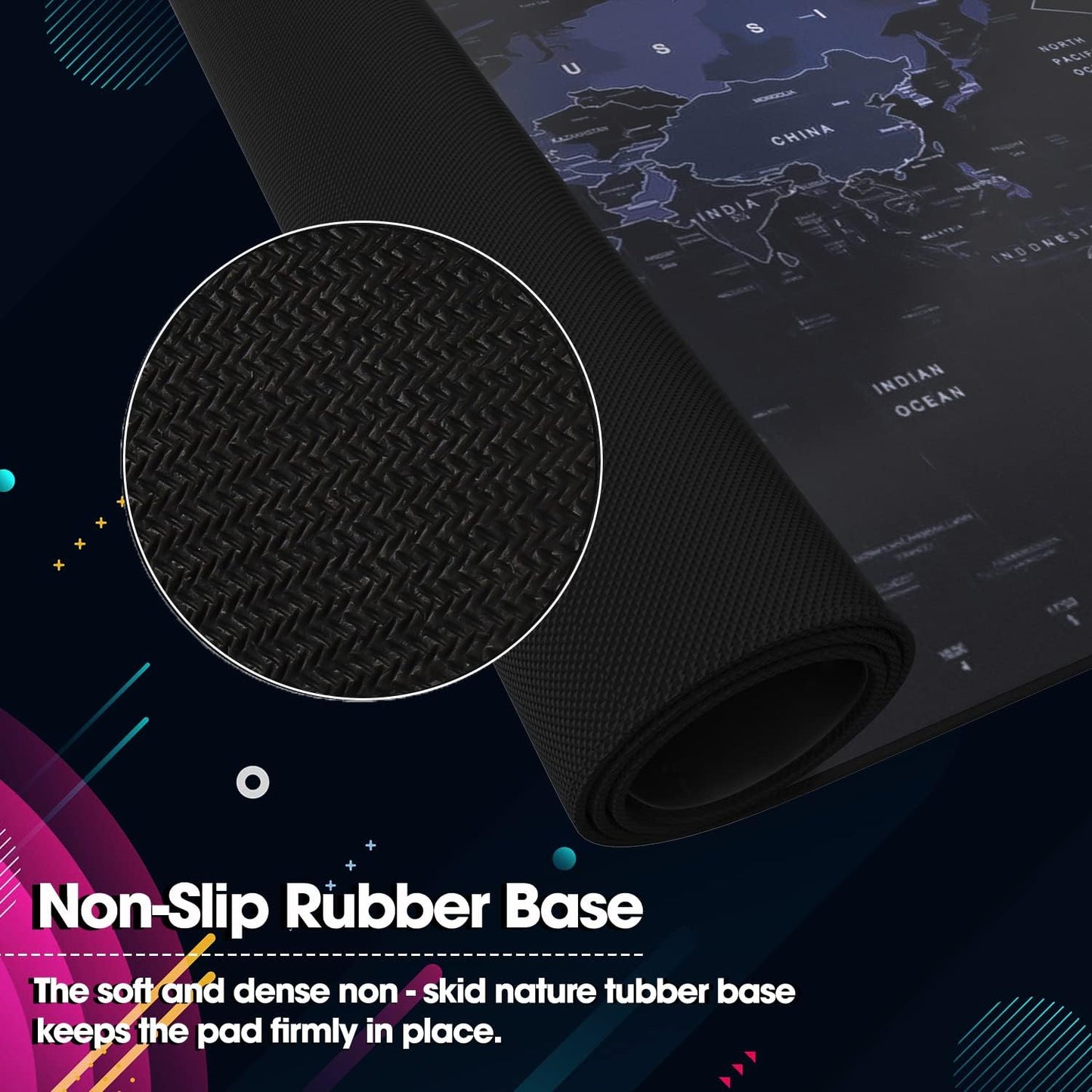 (Open Box) Sounce Mouse Pad Advanced Formula Rubber Extended Gaming Mouse Pad with Smooth Mouse Control Mercerized Surface Anti-fray Edges and Anti Slip Rubber Base Dimensions 800L x 300B x 2H mm (Black)