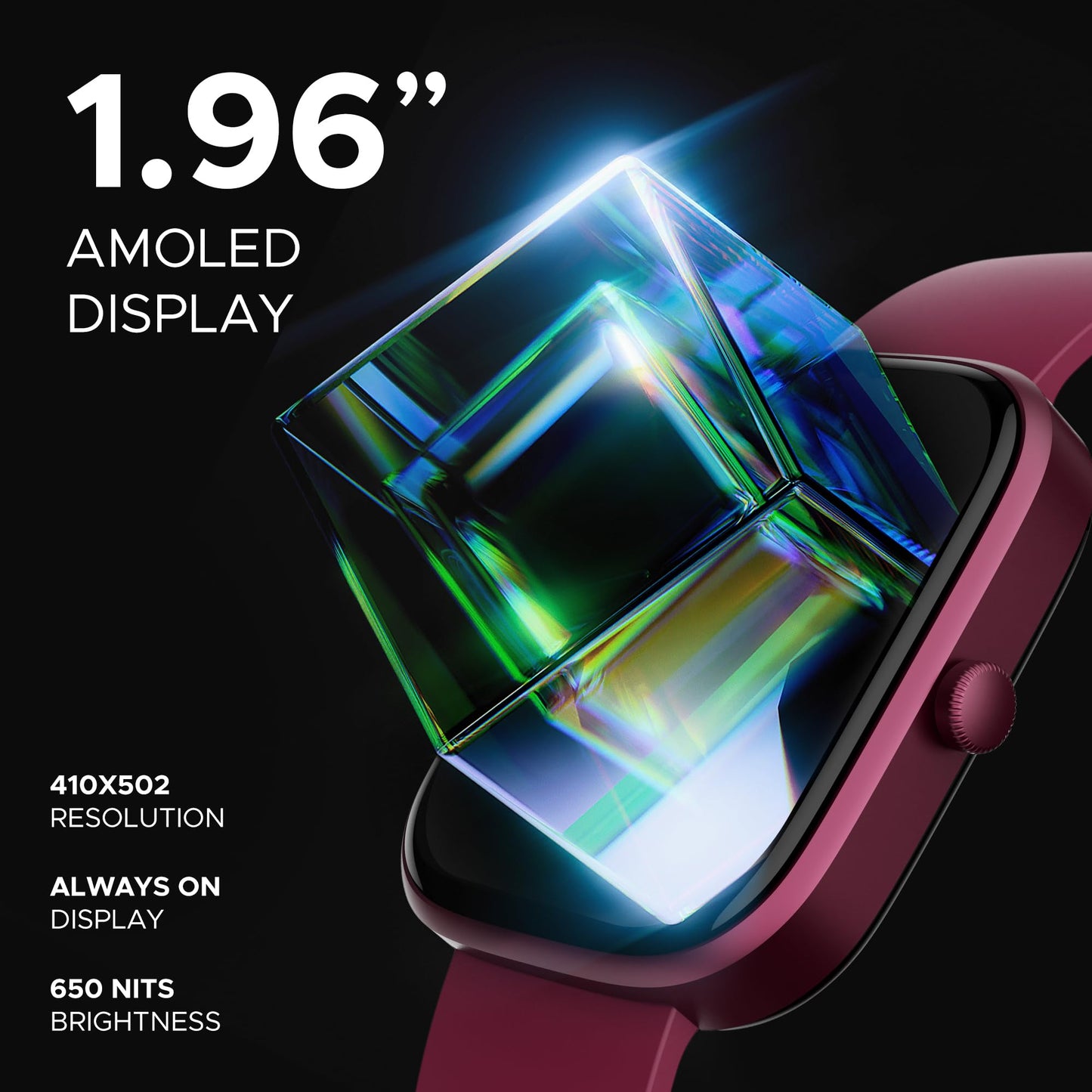 (Open Box) boAt Ultima Prism Smart Watch w/ 1.96" (4.9 cm) AMOLED Display, BT Calling, 700+ Activities, Always on Display, Female Wellness, IP67 Dust, Sweat & Splash Resistance, HR & SpO2(Steel Black)