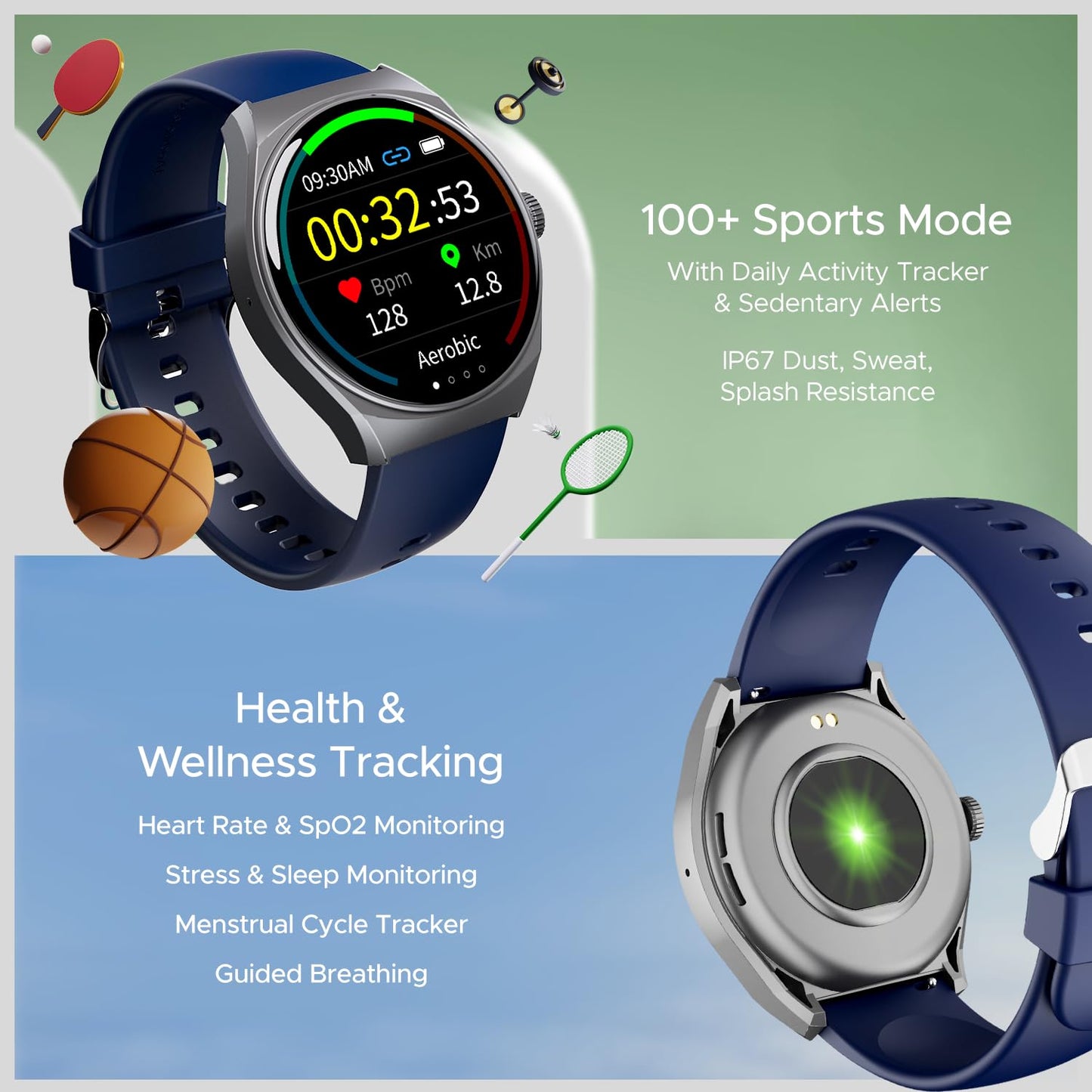(Without box)boAt Lunar Seek w/ 1.39" (3.5 cm) HD Display, Advanced Bluetooth Calling, Functional Crown, Multiple Sports Mode,100 Watch Faces, IP67 Dust, Sweat & Splash Resistance, HR & SpO2 Monitoring(Metal Grey)