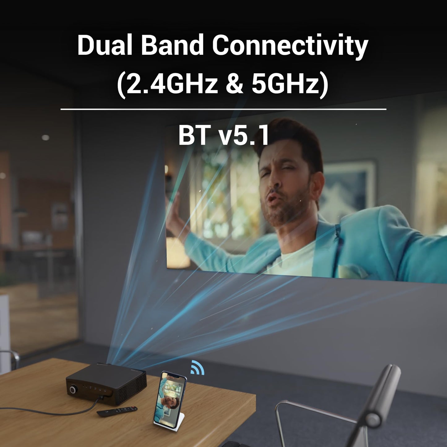 (Open Box) ZEBRONICS PIXAPLAY 15 Smart LED Projector with Dolby Audio, 5500 lumens, 4K Support, 180 Inch Screen Size, Supports Miracast, Bluetooth, USB, HDMI, WiFi, APP Support, 1080p Native