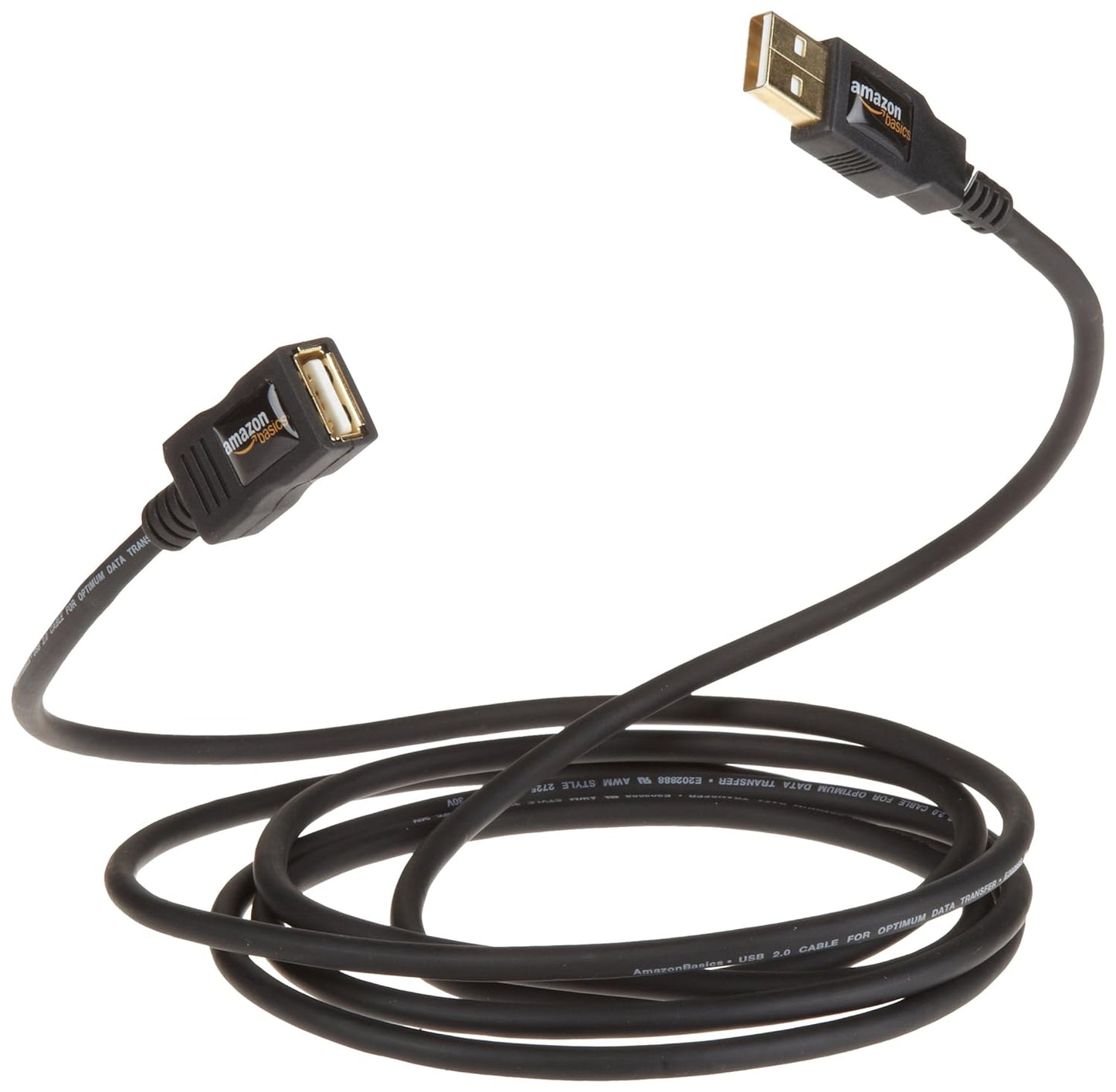 (Open Box) AmazonBasics USB 2.0 Extension Cable - A-Male to A-Female Cord, Personal Computer, Printer 6.5 Feet (Black, 2 Meters), 10-Pack