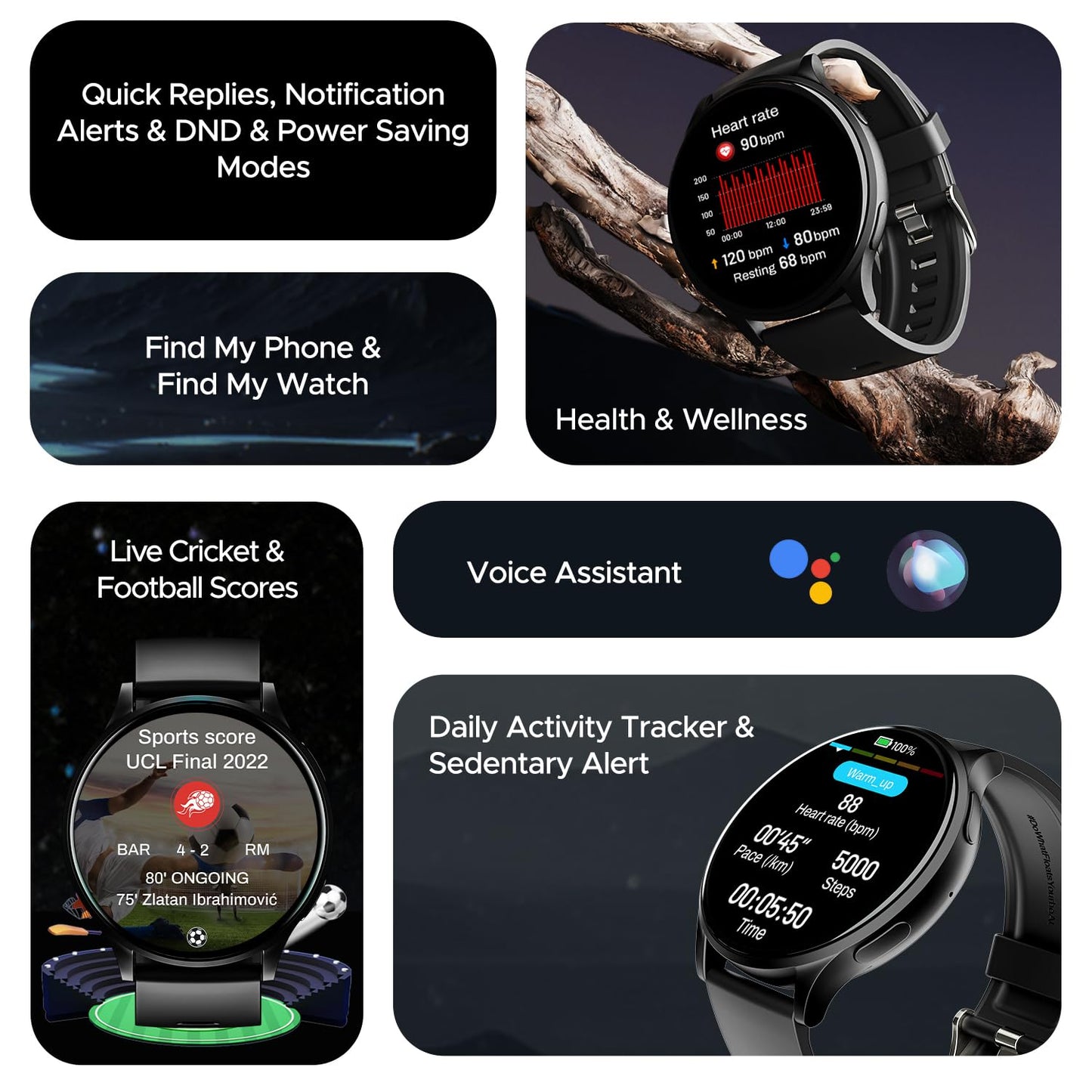 (Without box)boAt Lunar Orb w/ 1.45" (3.6 cm) AMOLED Display, BT Calling, DIY Watch Face Studio, Coins, Crest App Health Ecosystem, Live Cricket & Football Scores, IP67, Smart Watch for Men & Women(Active Black)