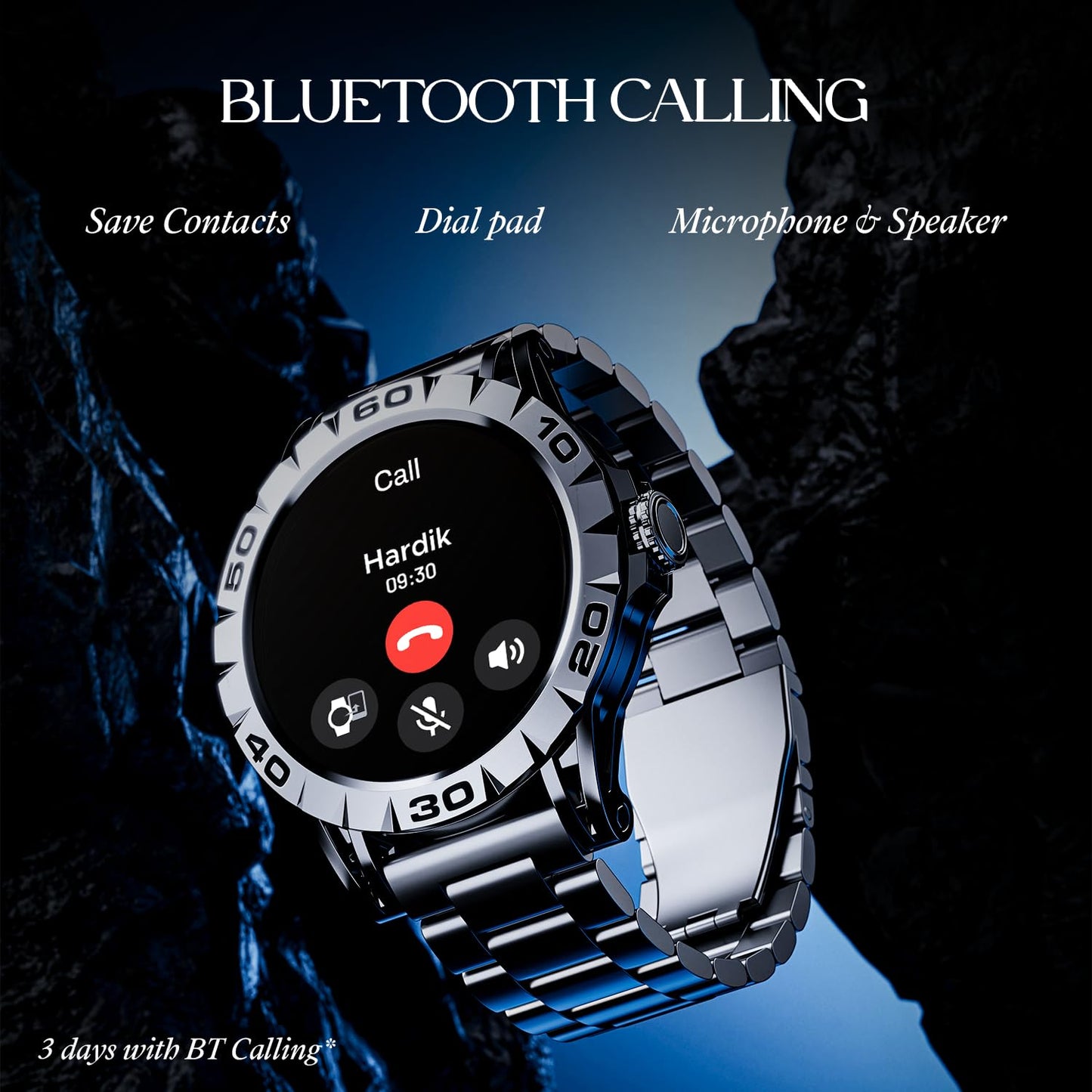 (Open Box) boAt Enigma Z30 w/ 1.39" (3.5 cm) HD Display, Bluetooth Calling,Luxurious Metal Body, HR&SpO2Monitoring, Functional Crown, Widget Control, 100+ Cloud Watch Faces, IP67(Classic Silver)